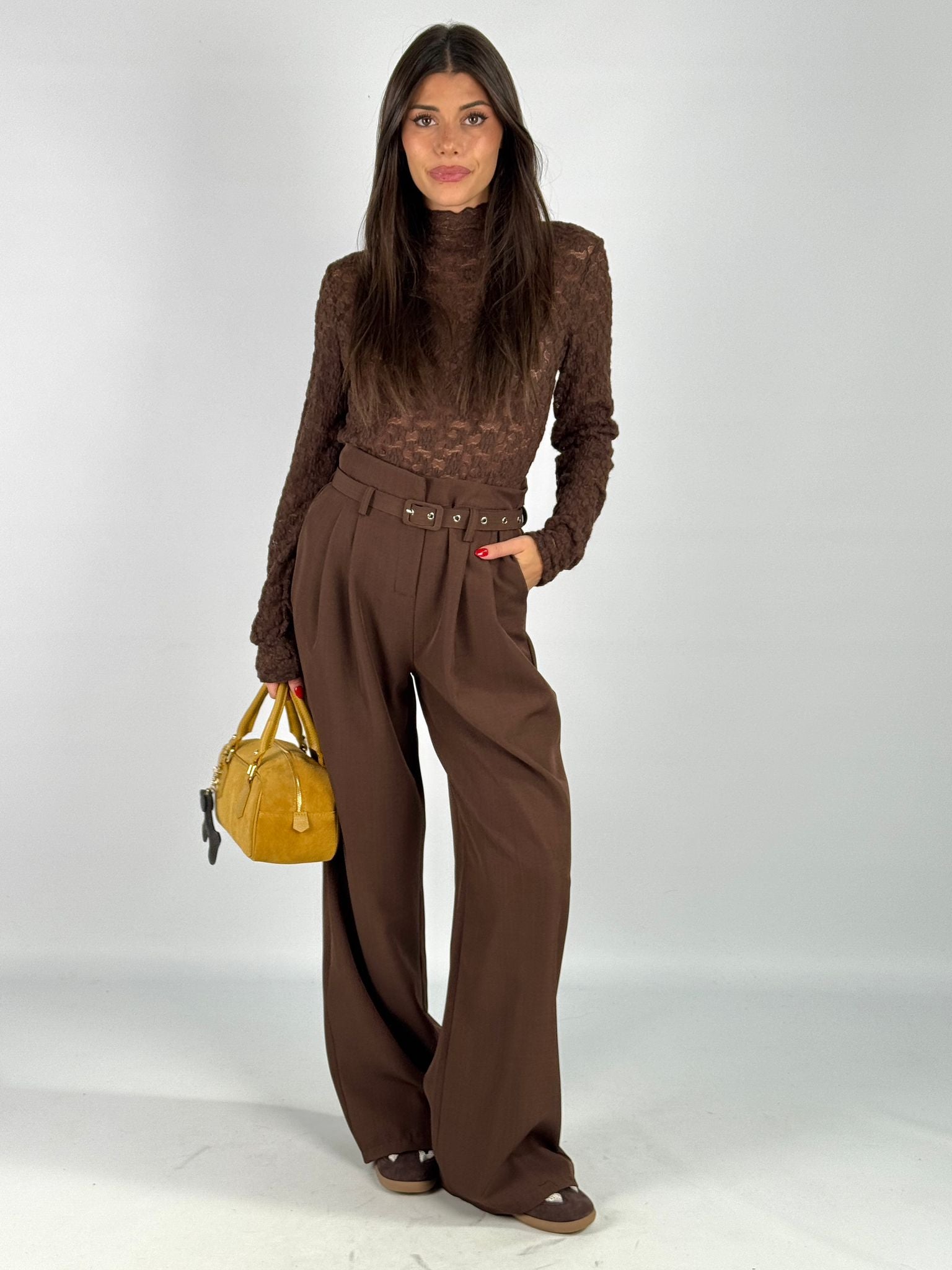 Maglia Lory pizzo marrone