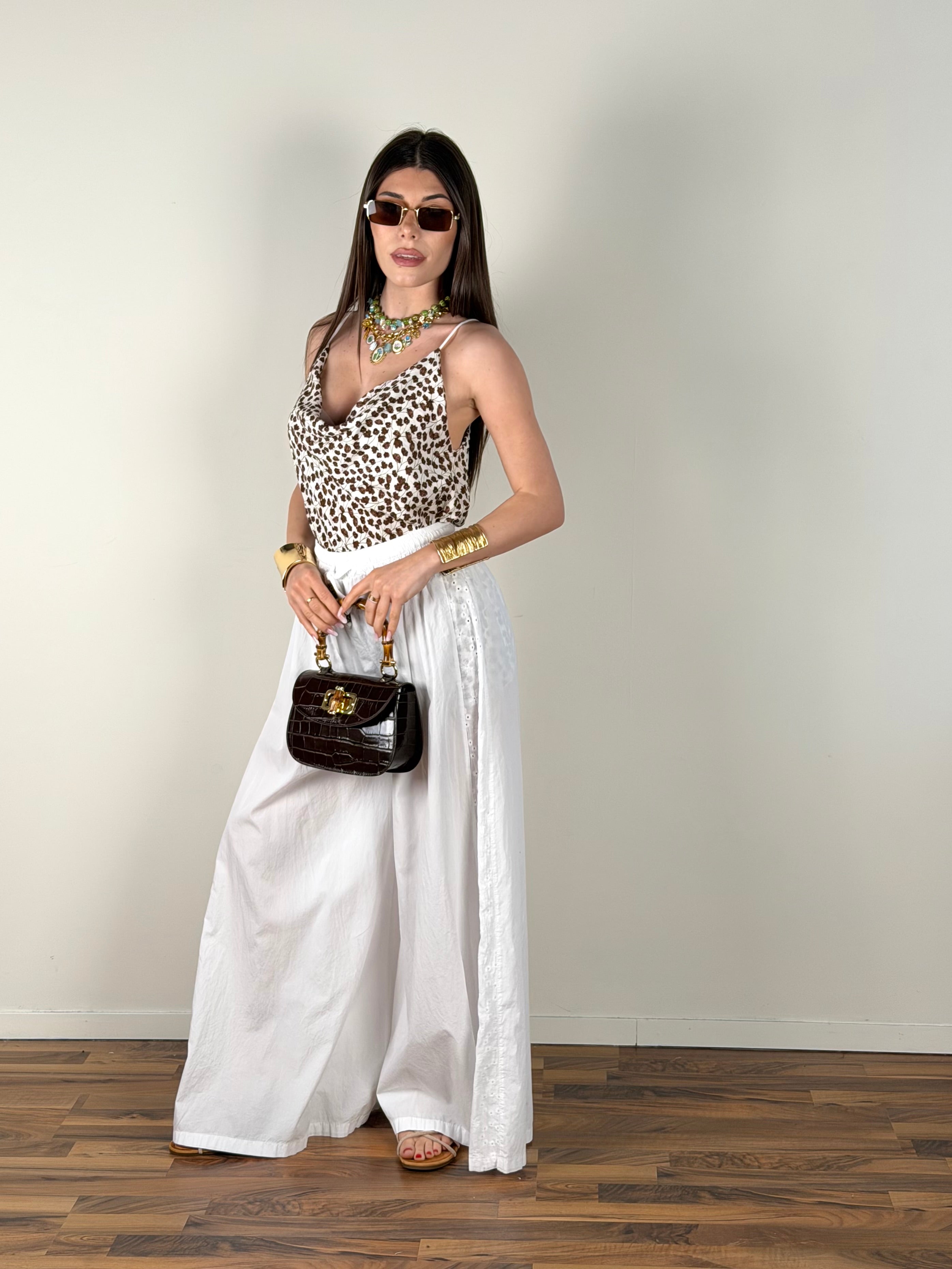 Pantalone colors pizzo sangallo bianco