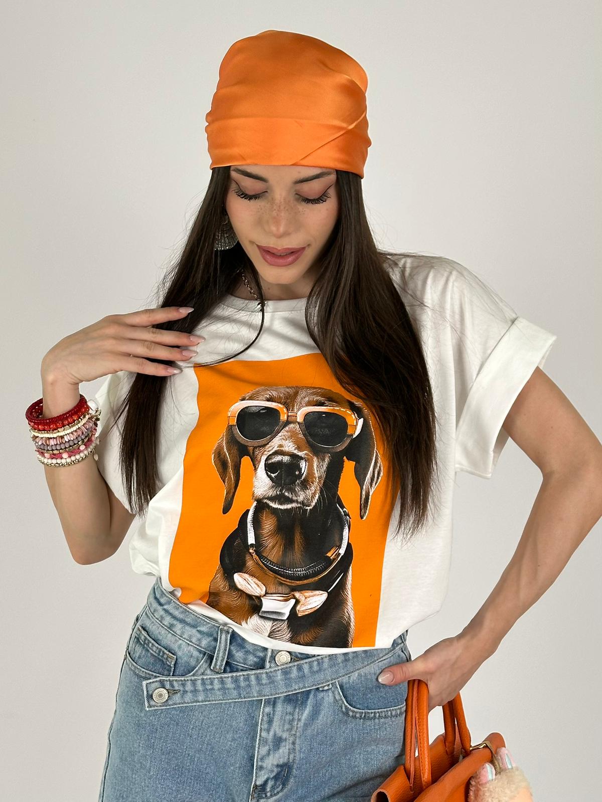 T-shirt 100% cotone dog sunglasses