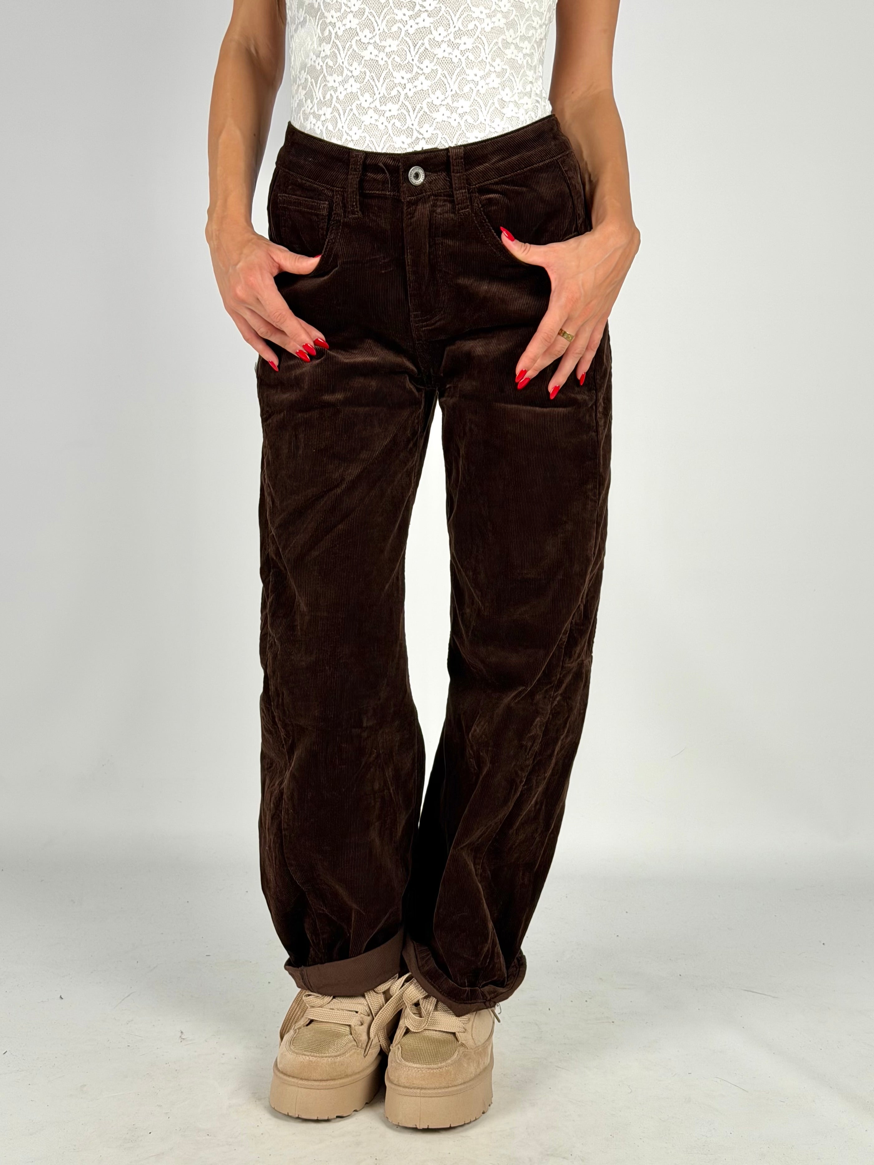 Pantalone velluto balloon moro