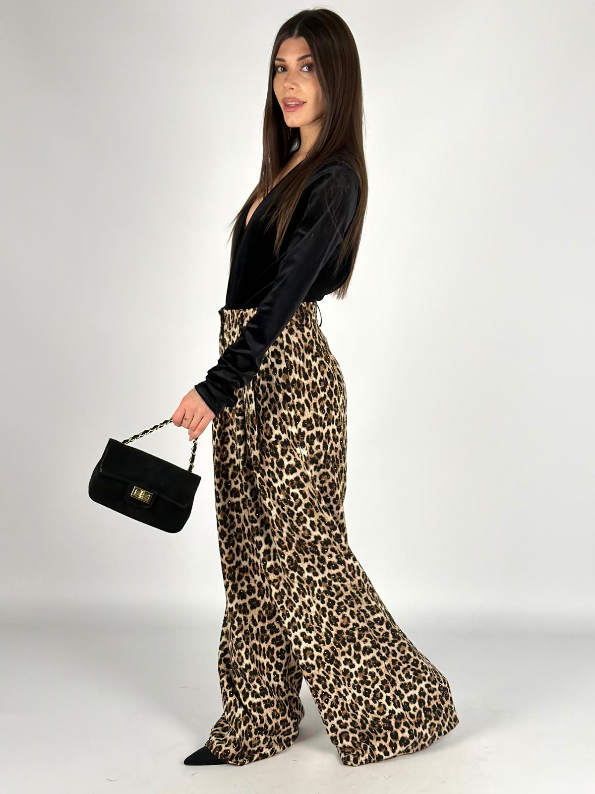 Pantalone leopard glitter