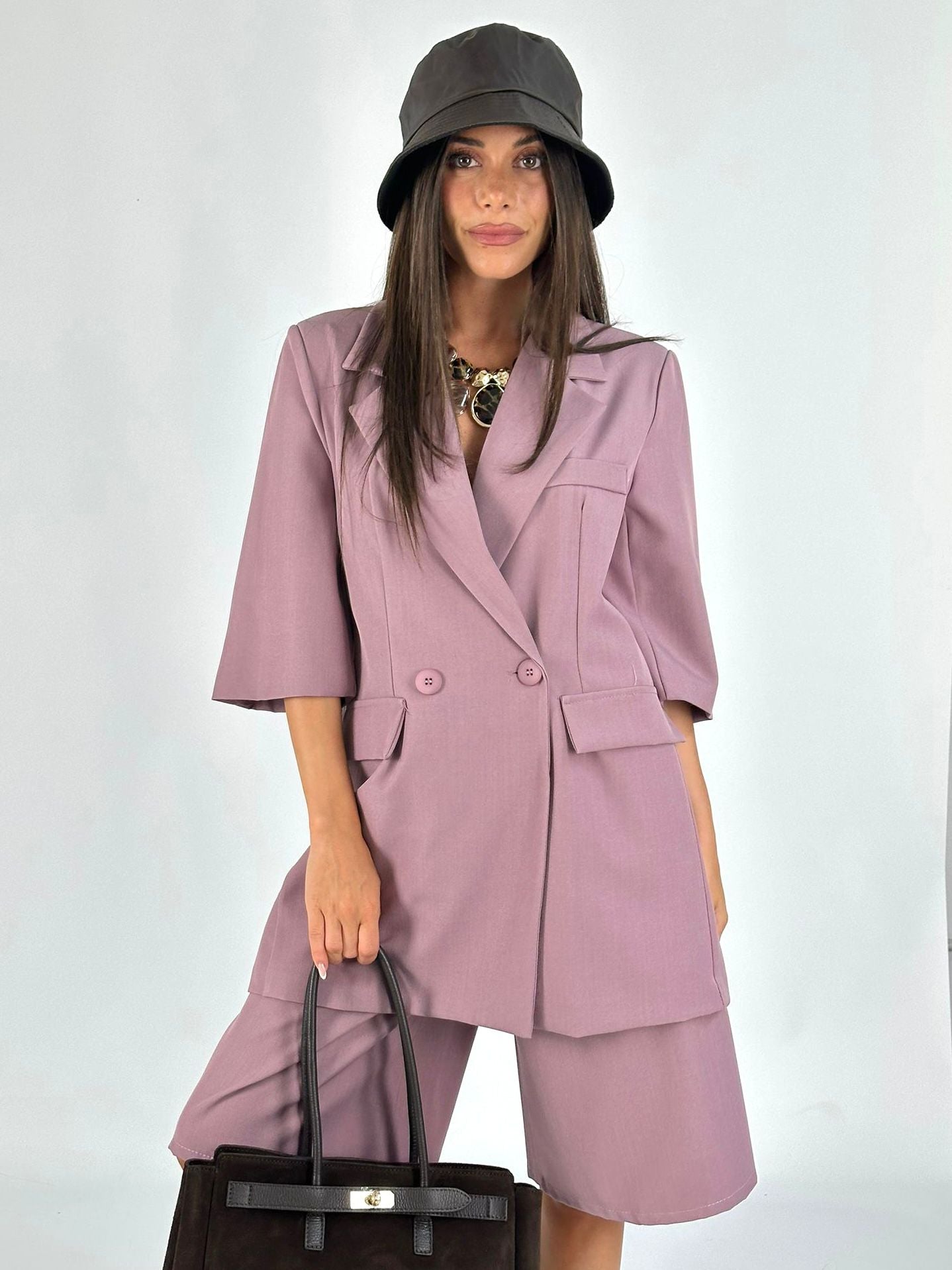 Completo giacca + bermuda rosa