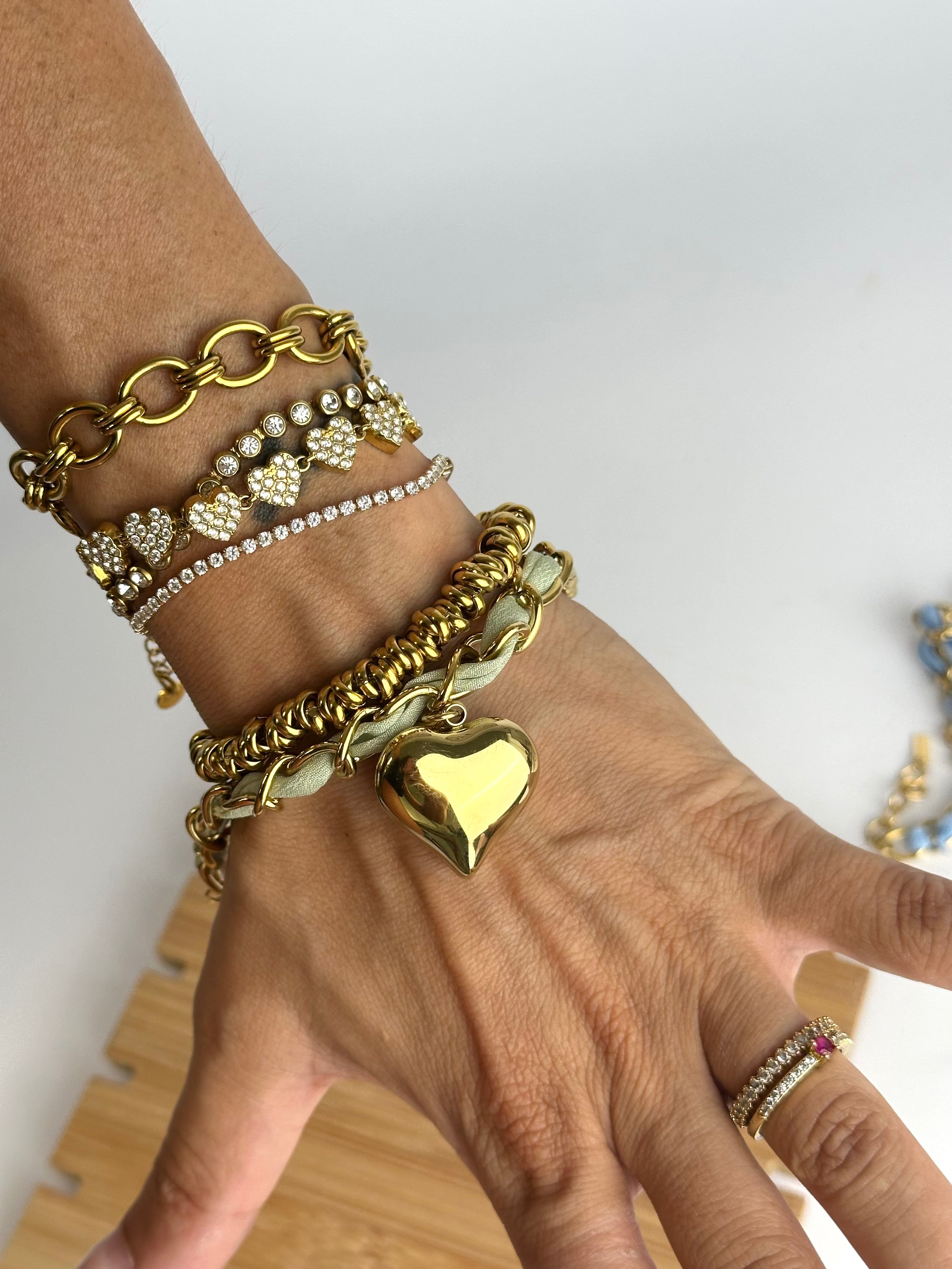 Bracciale cuore amore verde salvia