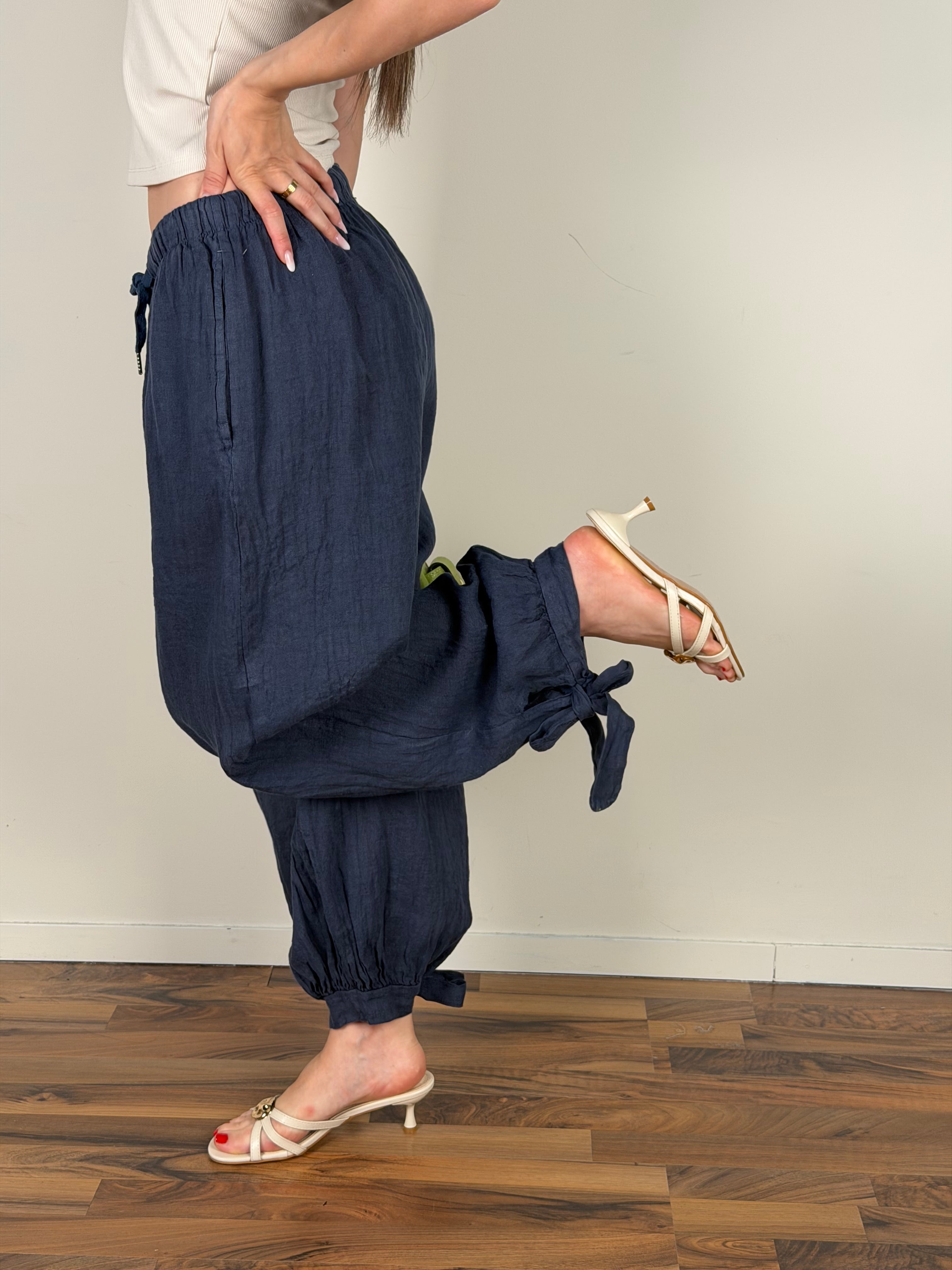 Pantalone Lino Rum blu