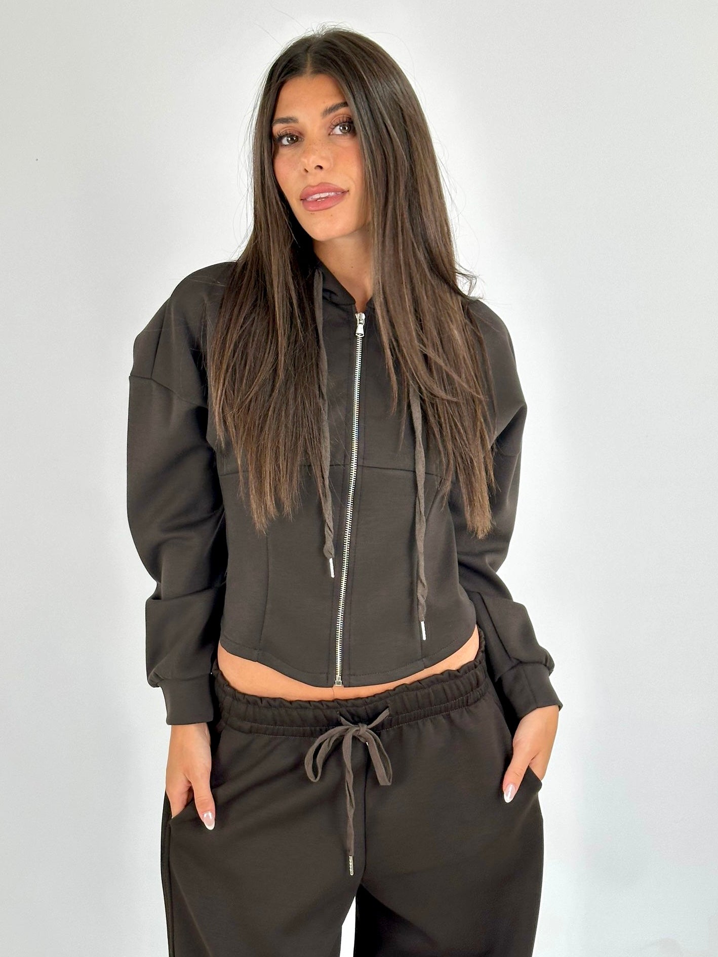 Felpa tuta sportiva Gemma marrone