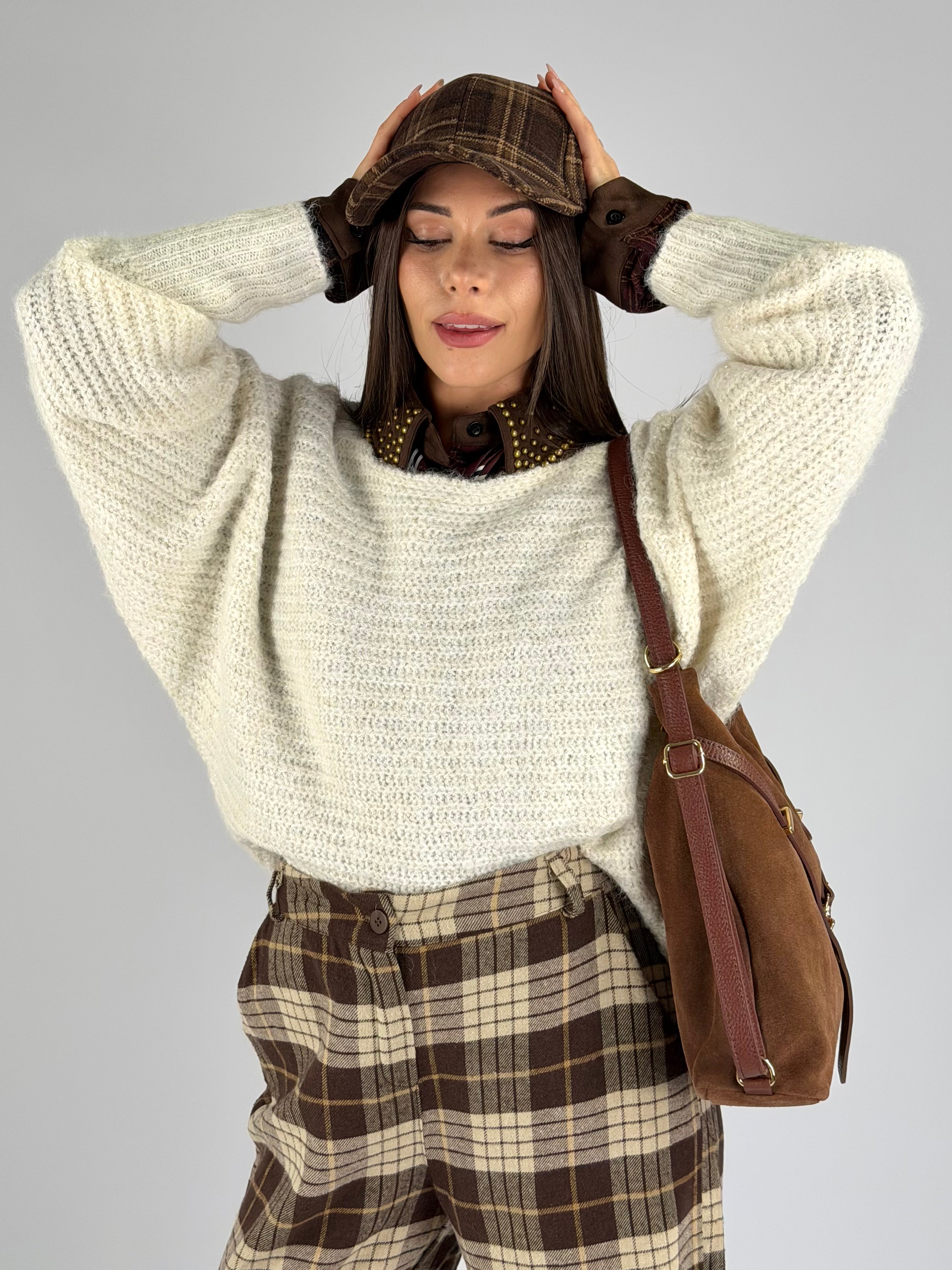 Maglia filo oro panna