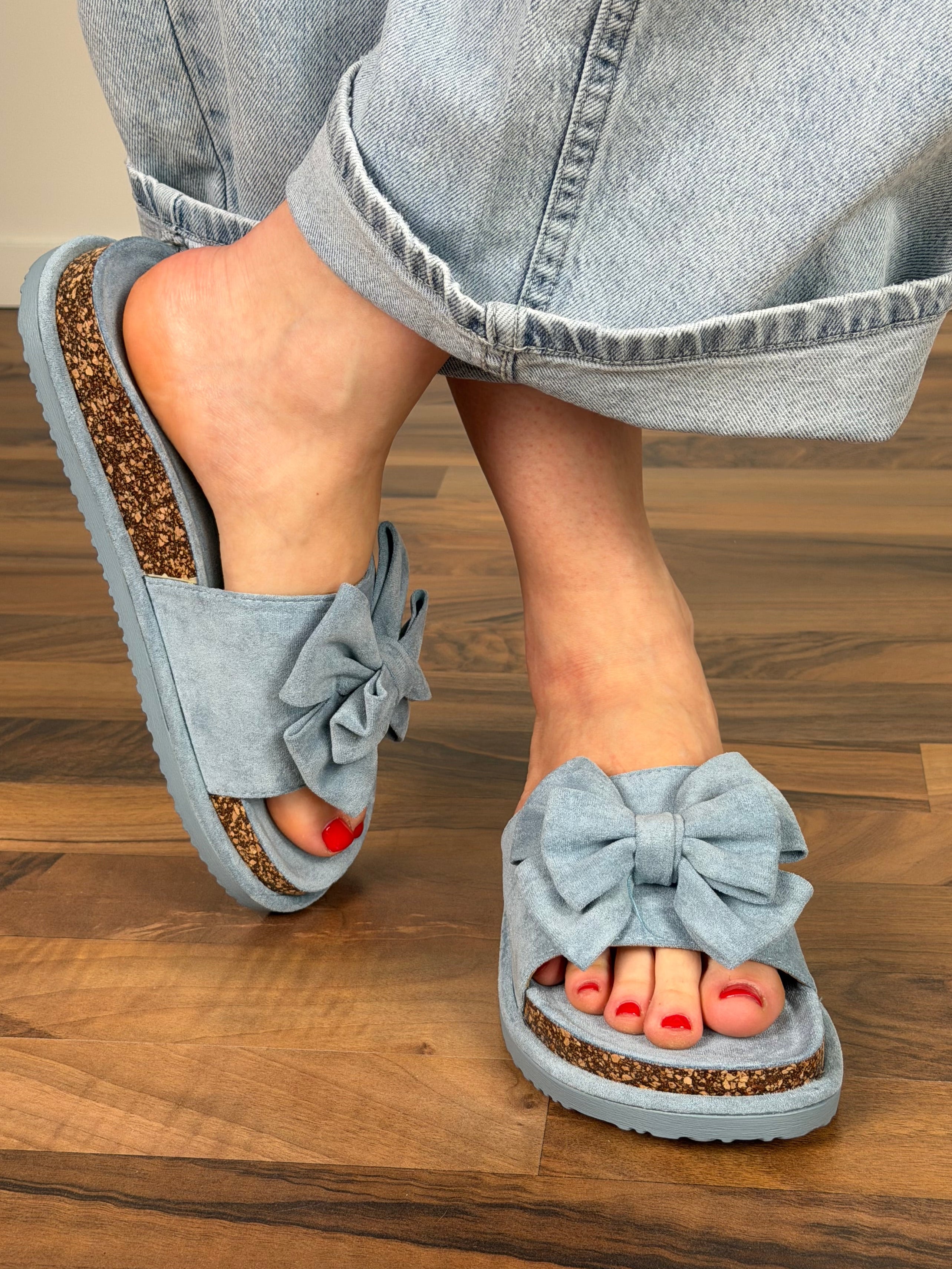 Slippers con fiocco celeste