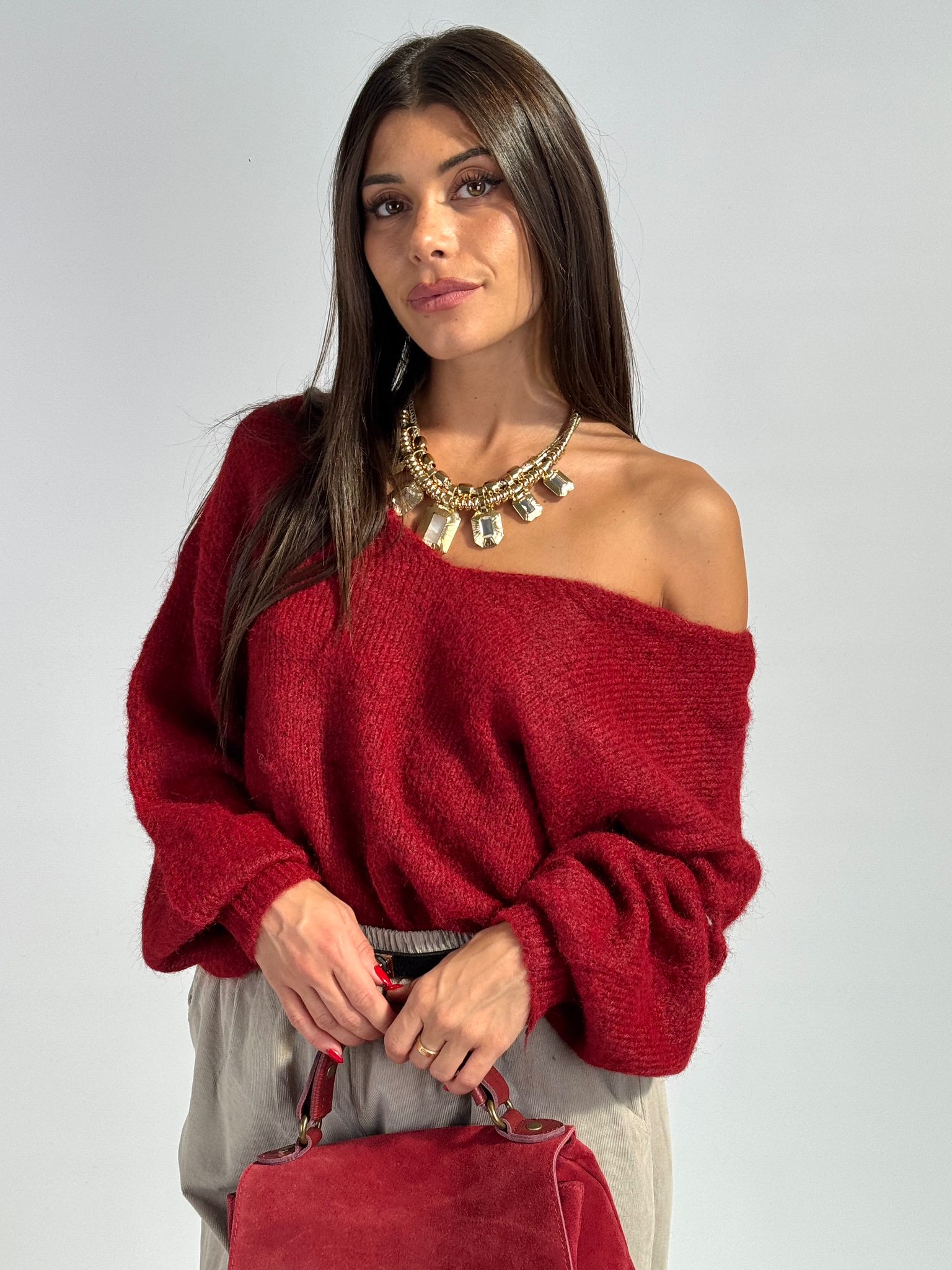 Maglioncino fiocco bordeaux