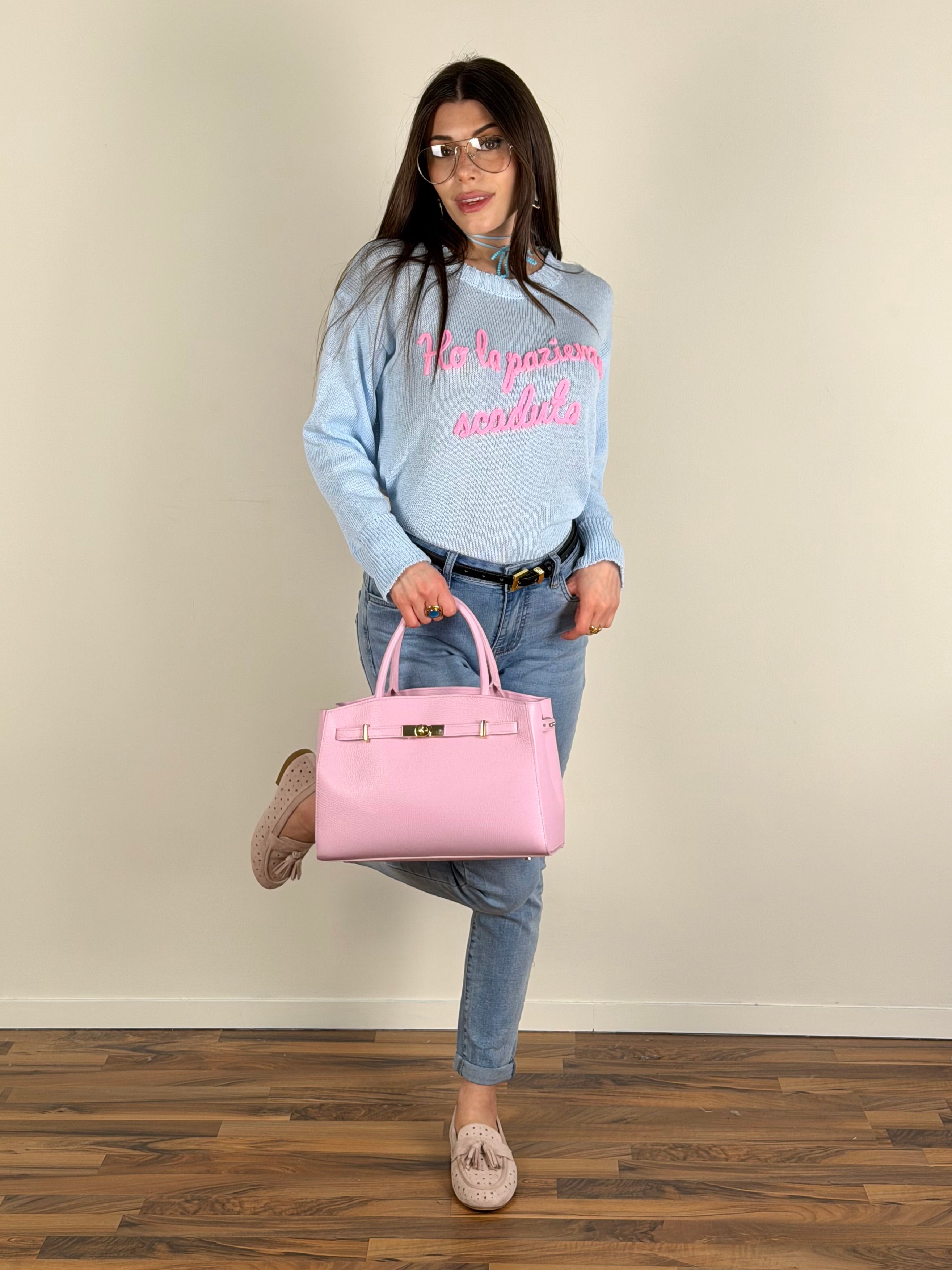 Maglia “ho la pazienza scaduta” celeste