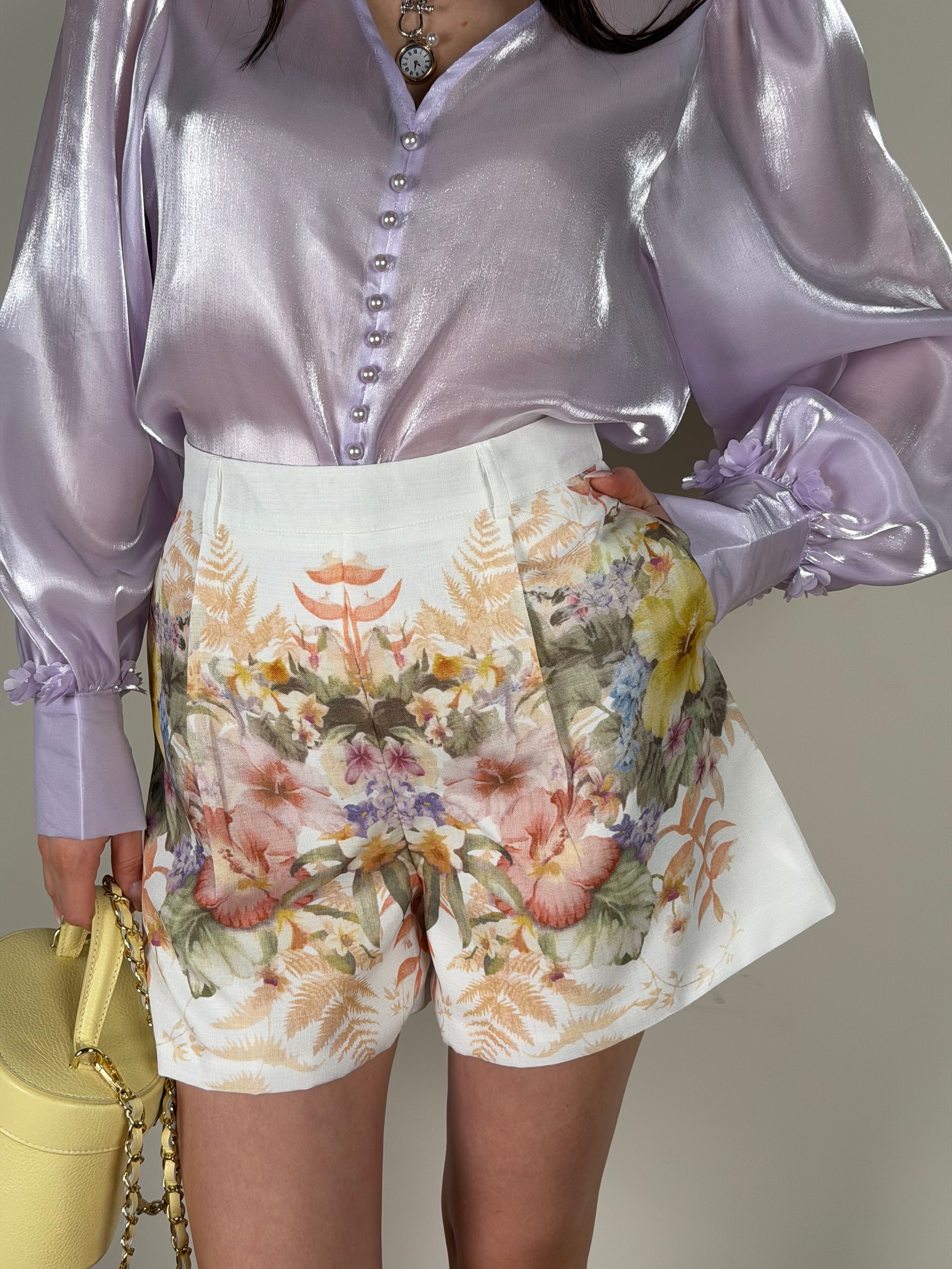 Short Fiori bianco