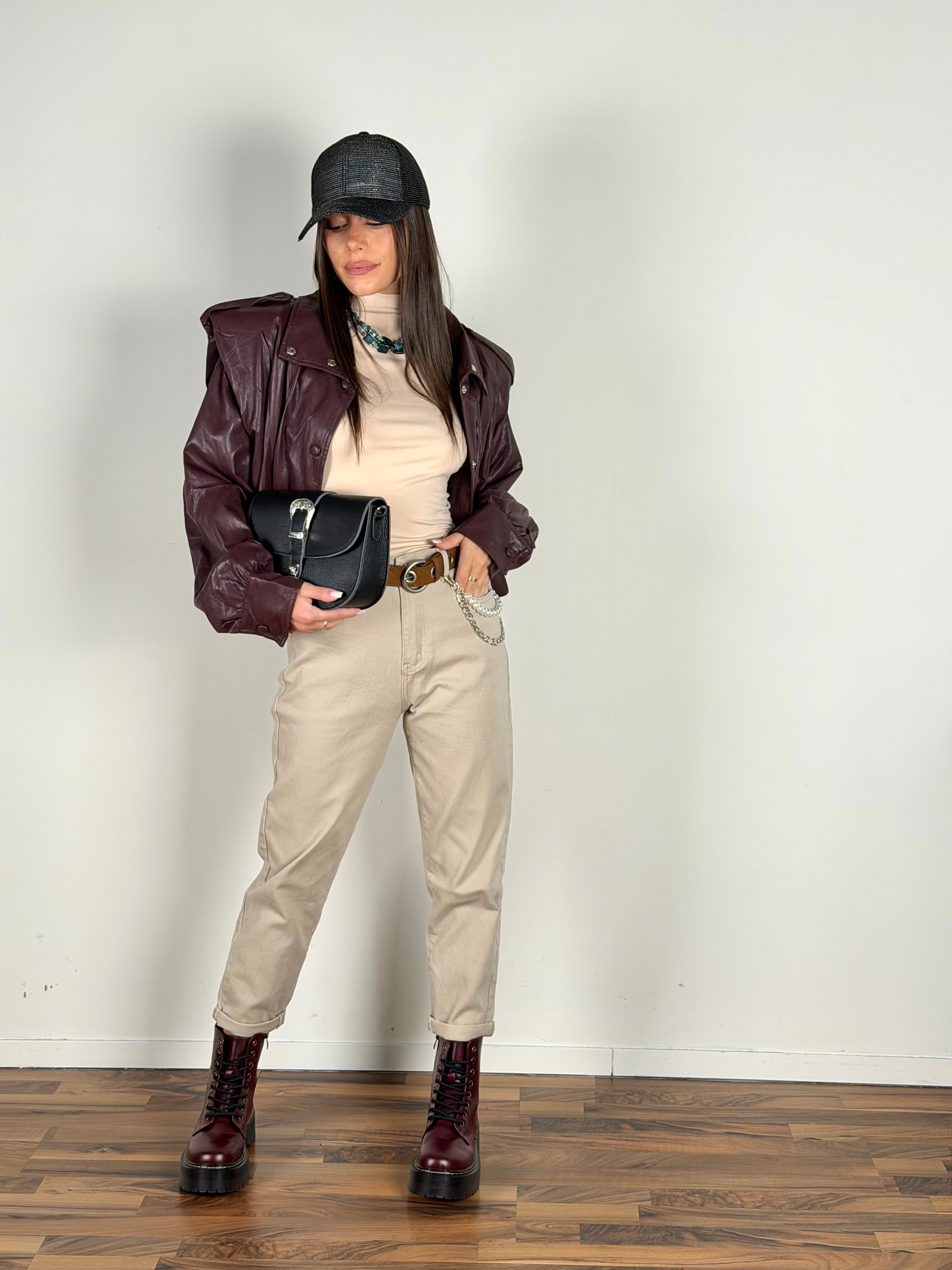 Bomber ecopelle London bordeaux