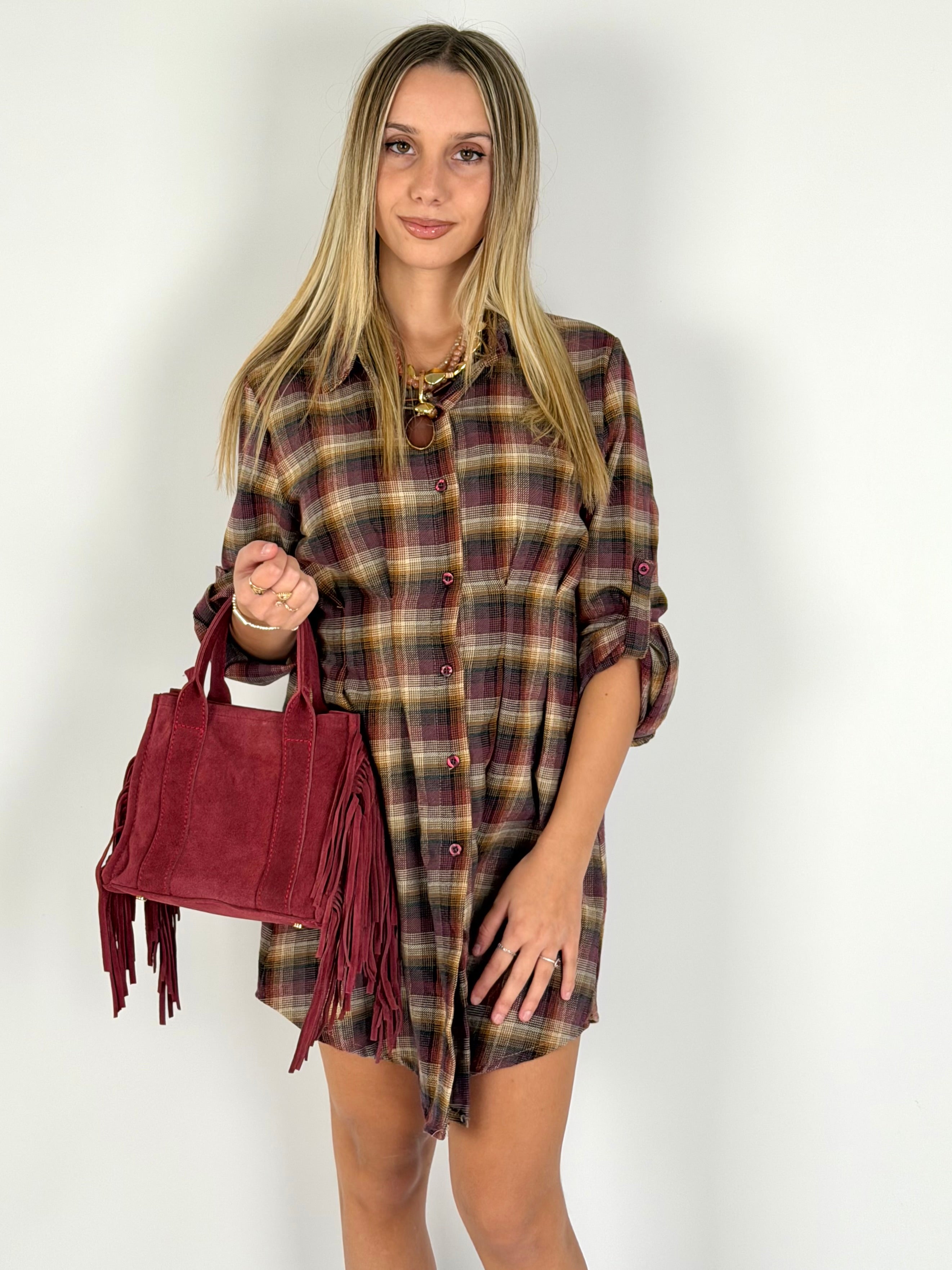 Abito Sissy check bordeaux