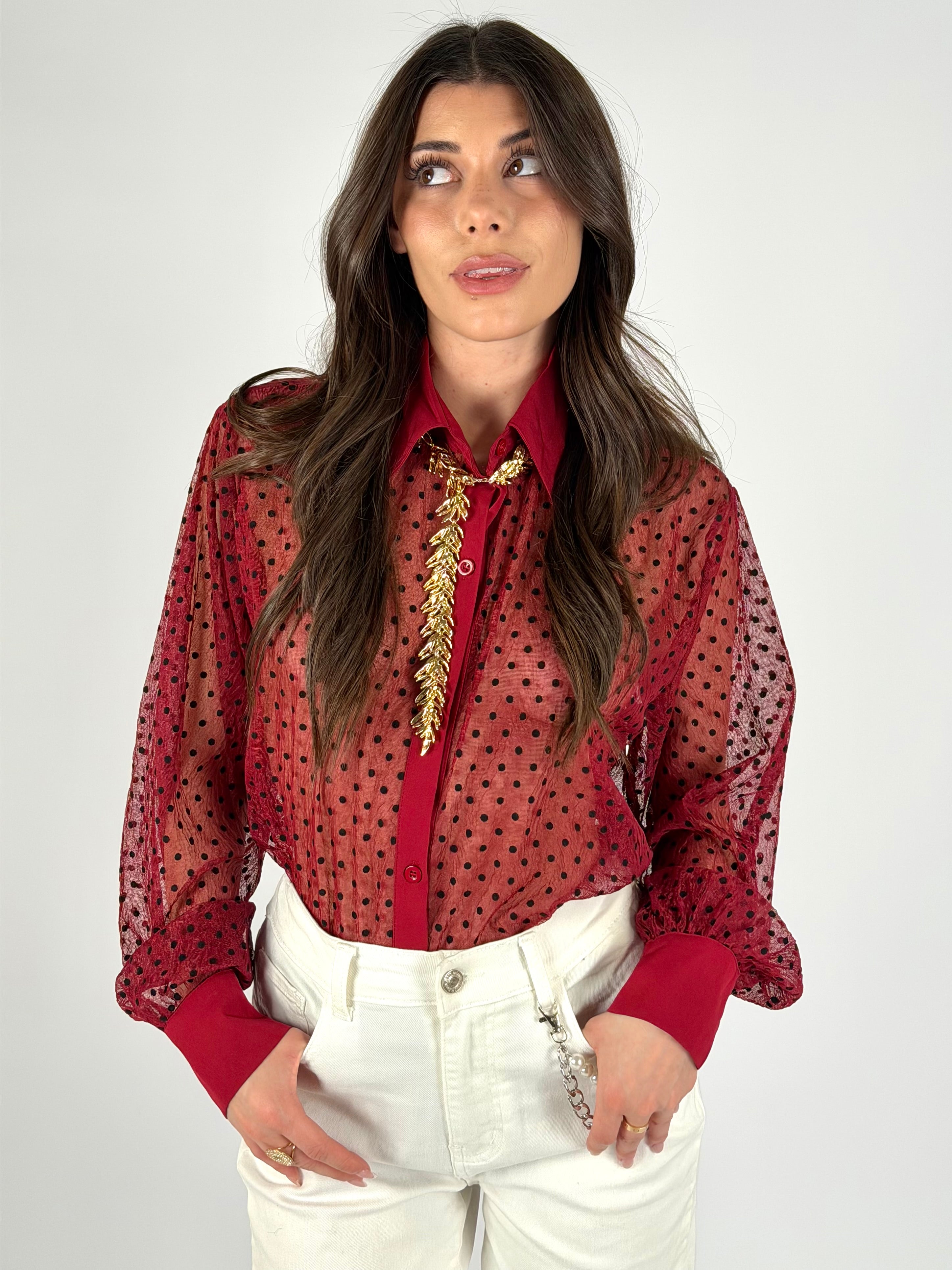 Camicia pois bordeaux