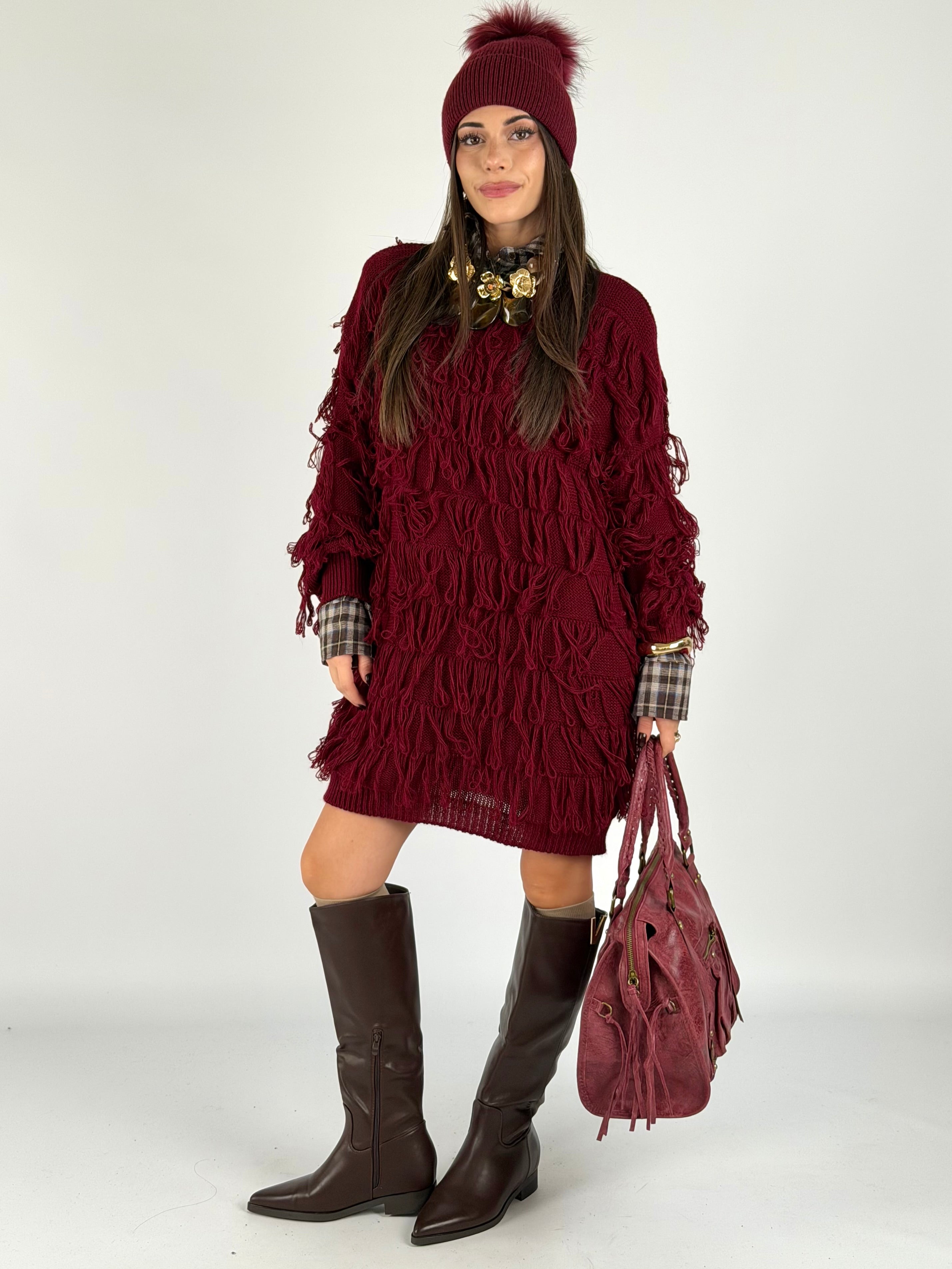 Abito frange bordeaux