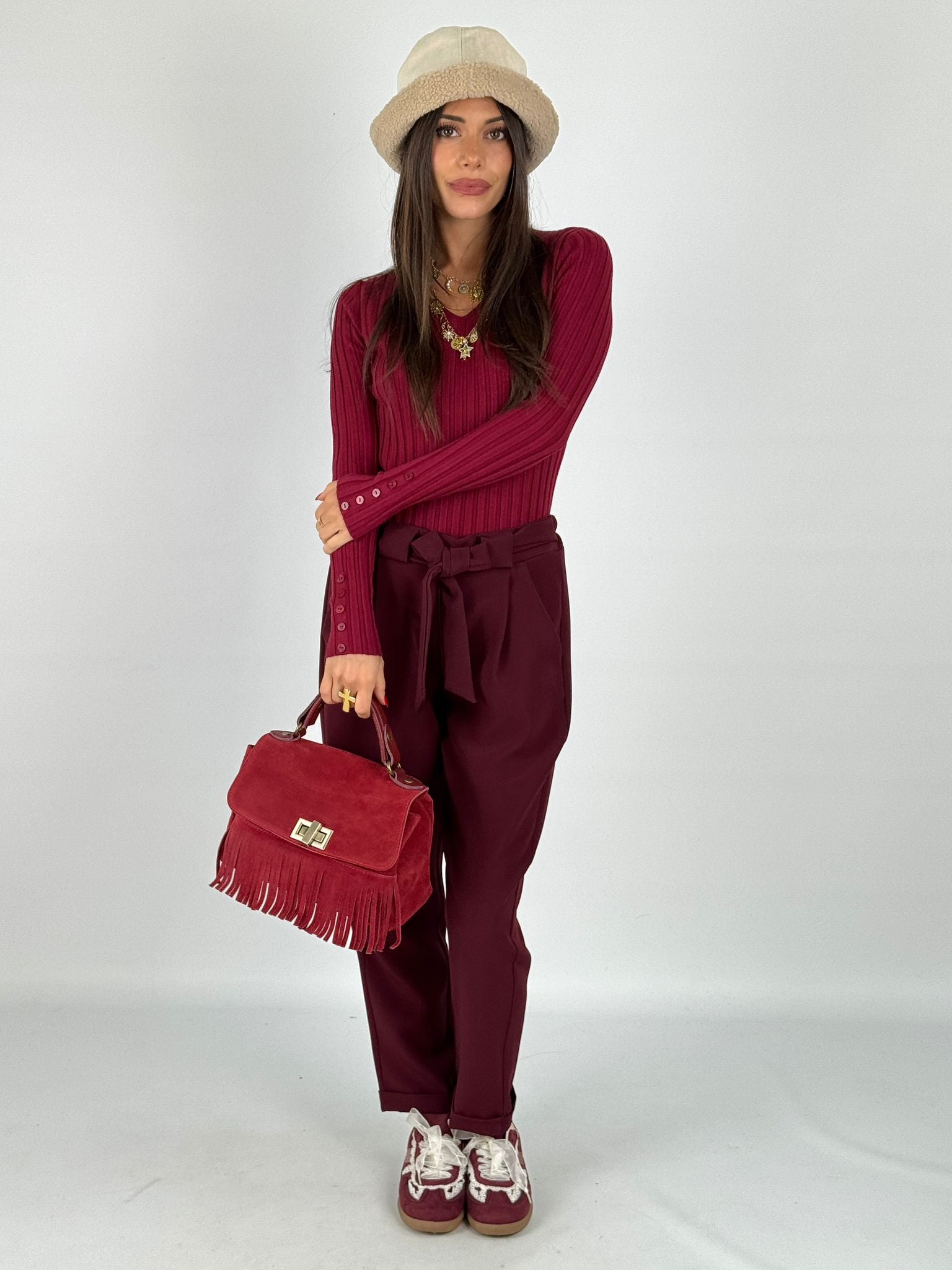 Pantalone completo Amira bordeaux