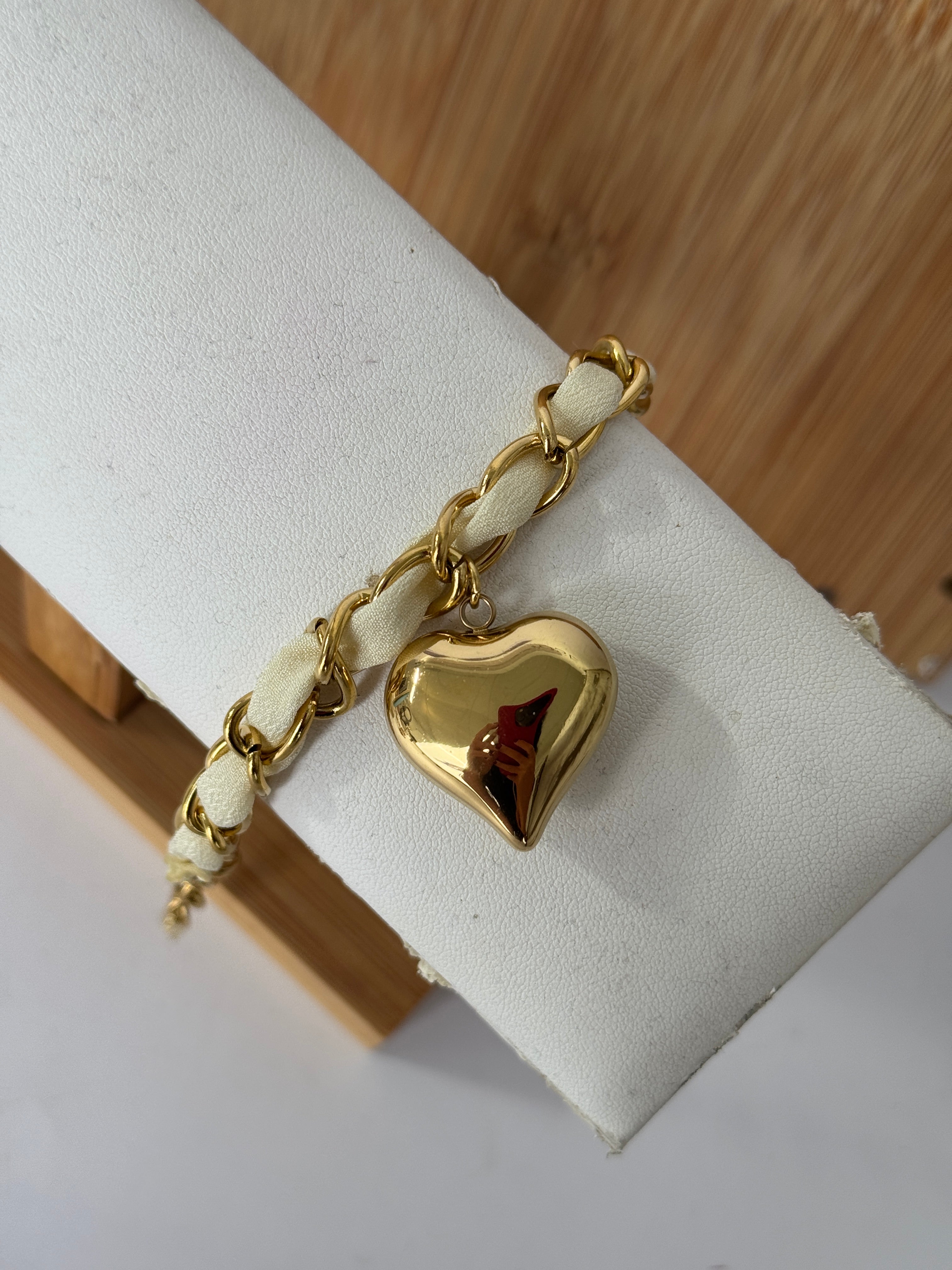 Bracciale catena beige cuore