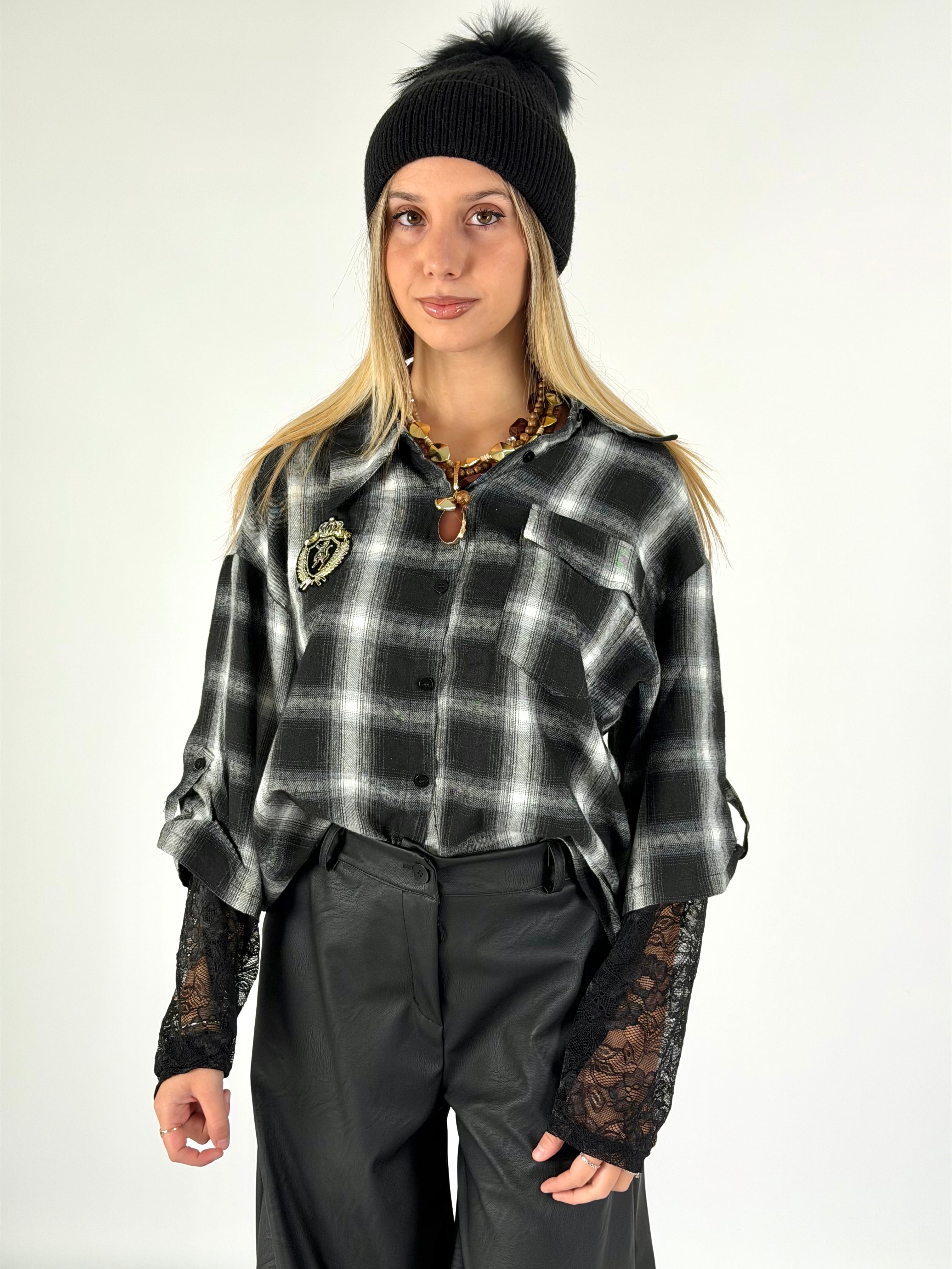 Camicia check Sally nera