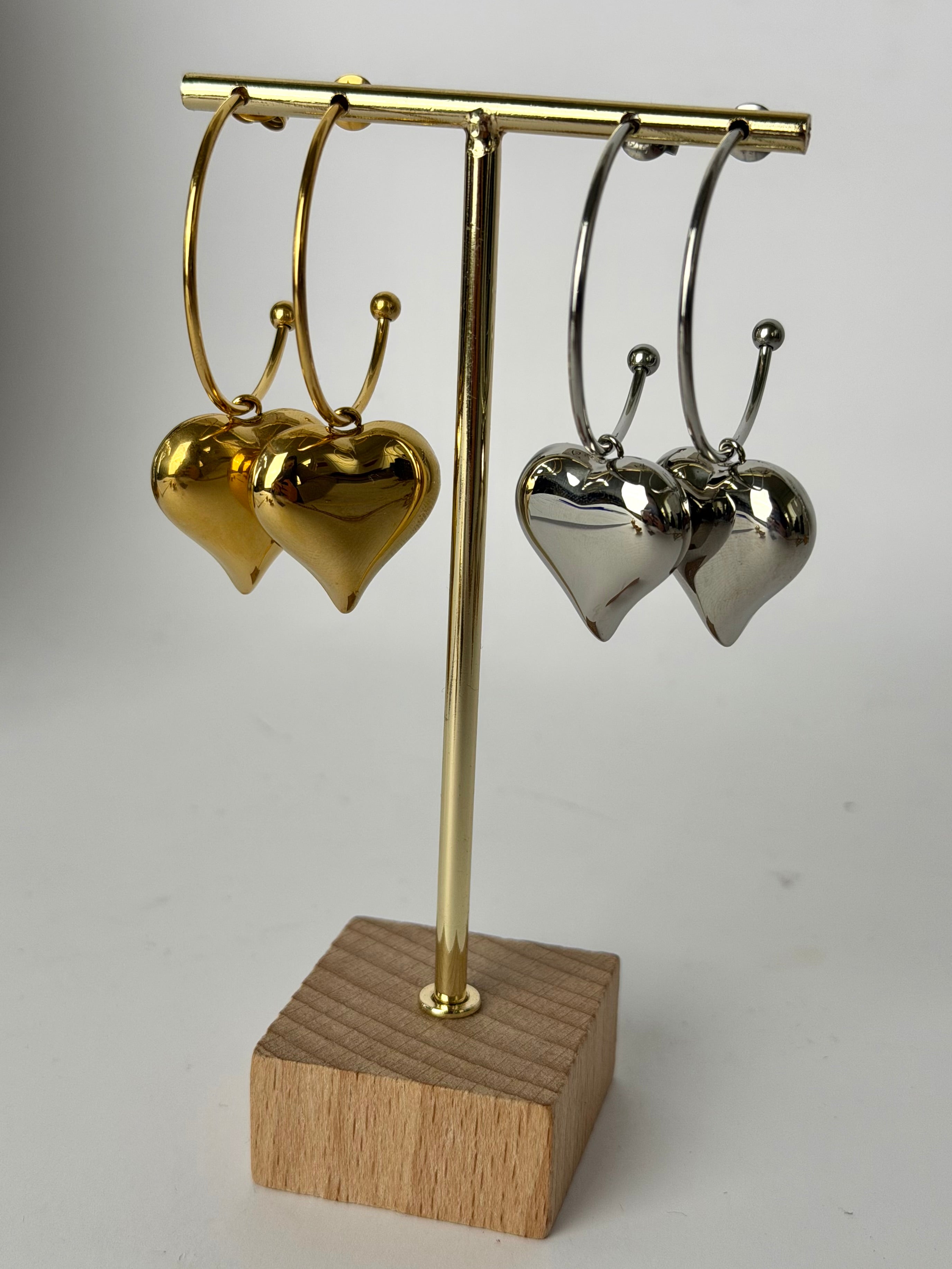 Orecchini cerchio e cuore bomb - 2 colori