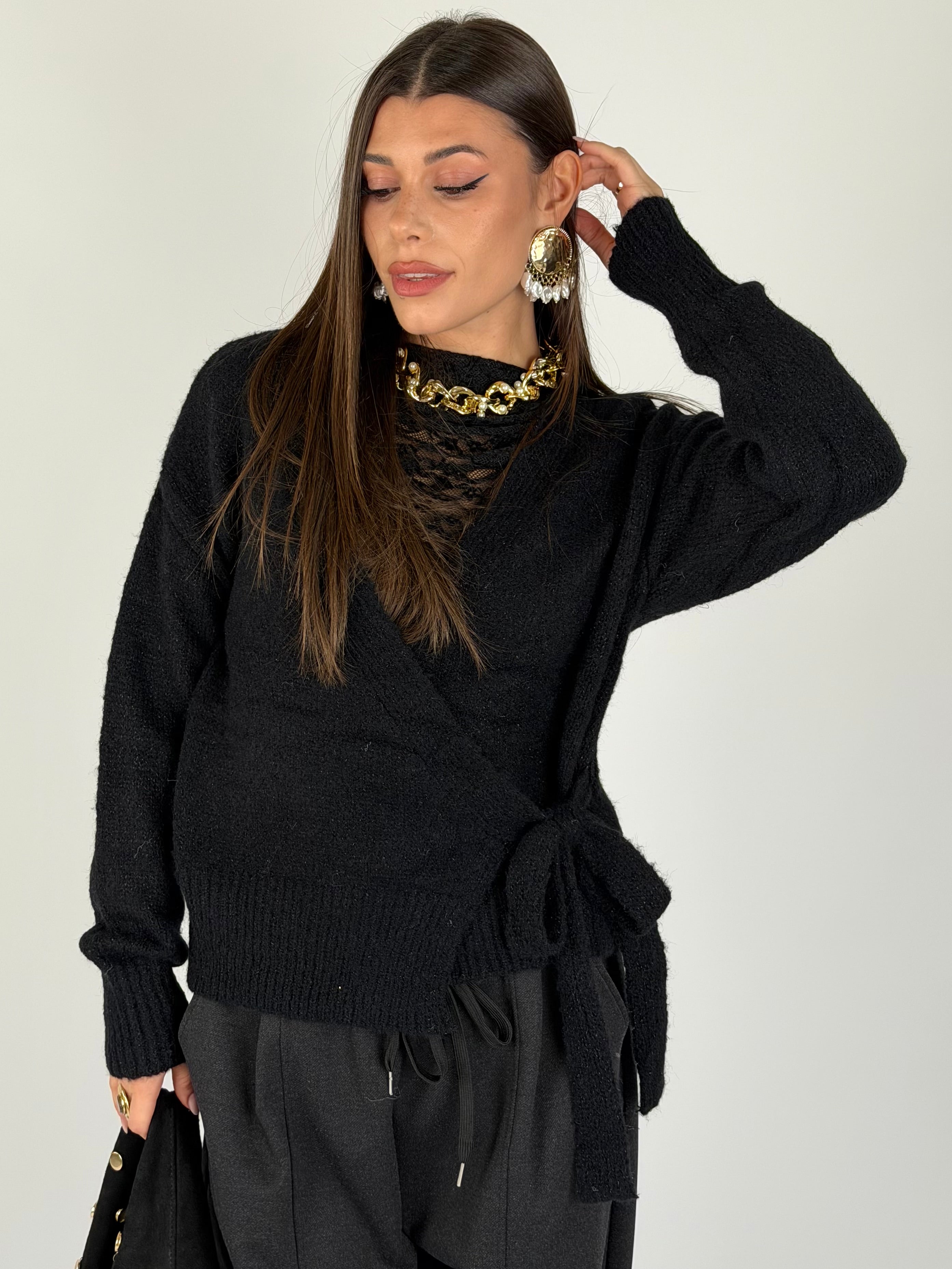 Maglia fiocco laterale nero