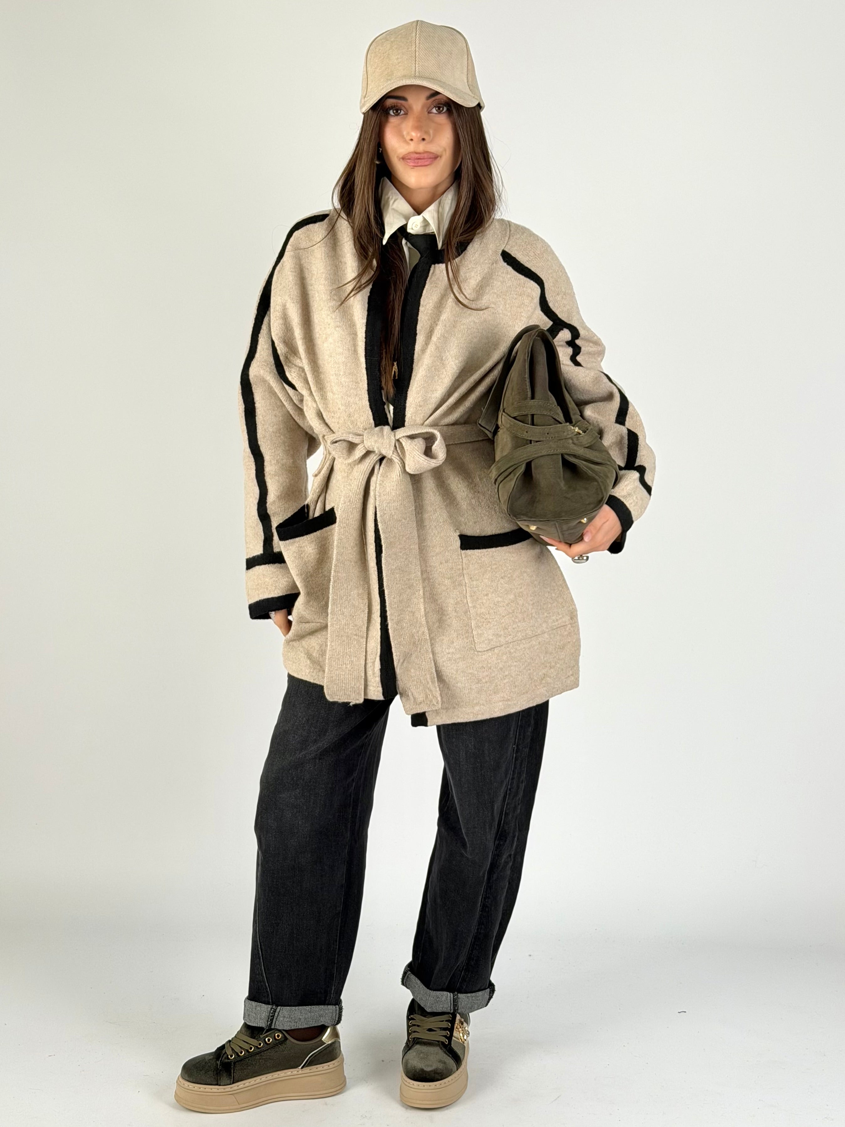 Cardigan fiocco beige