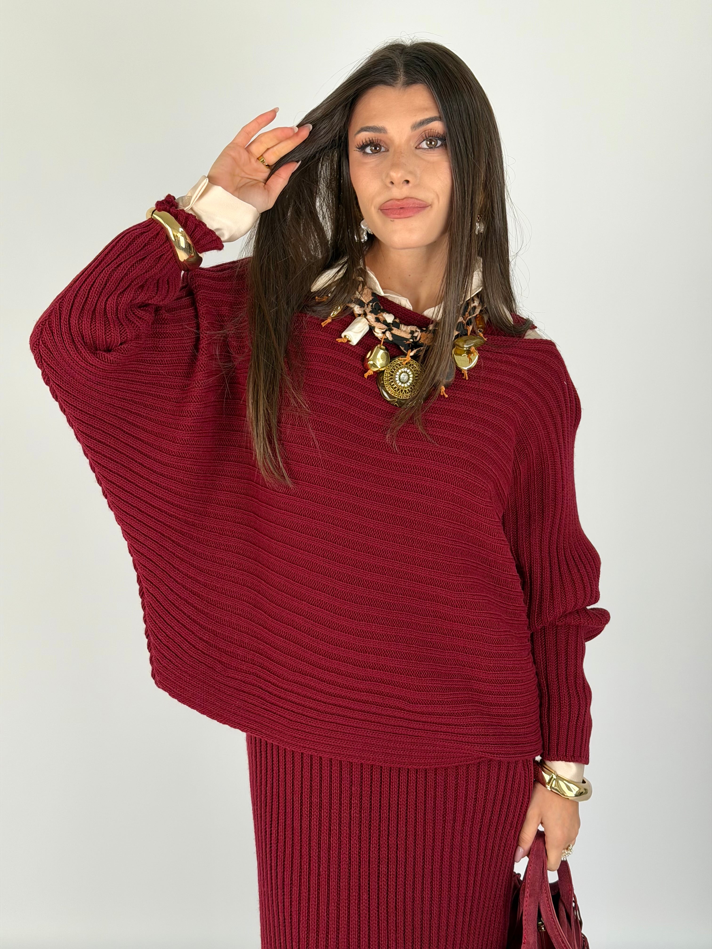 Abito + maglione Asia bordeaux