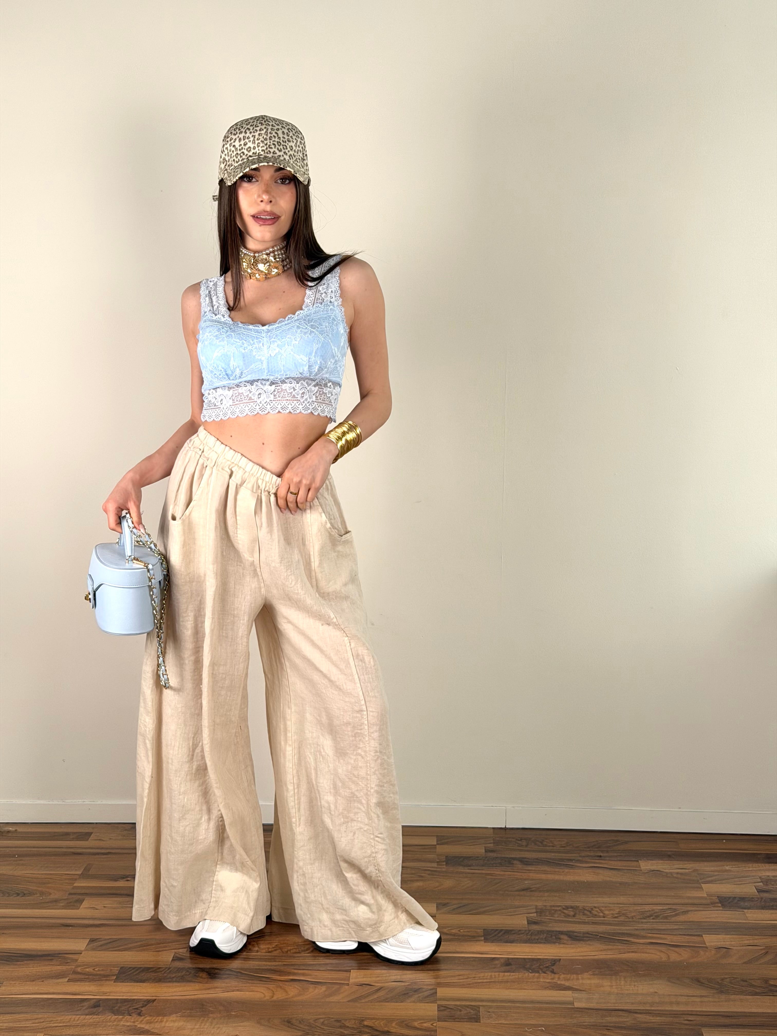 Pantalone lino Andrea beige