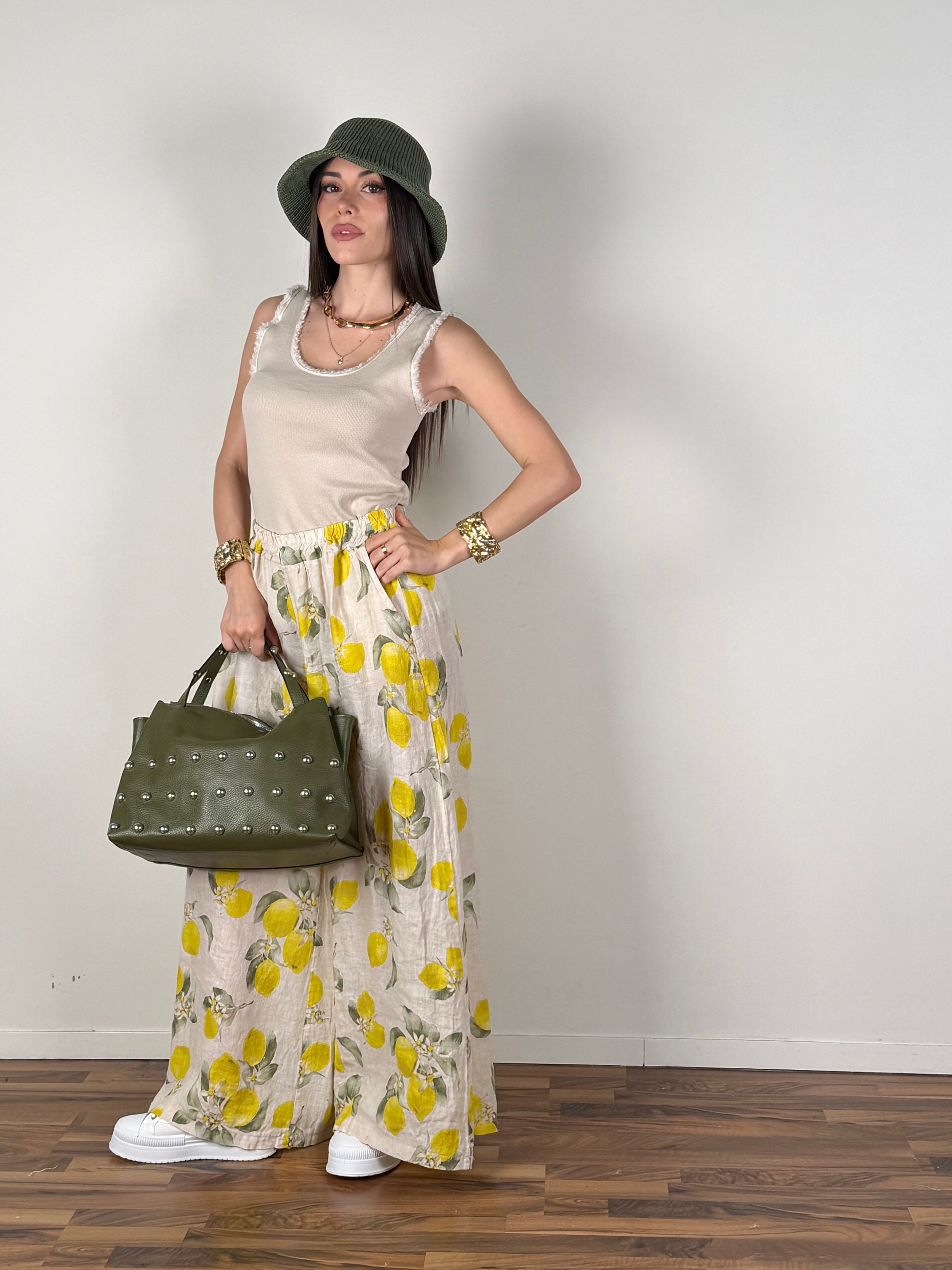 Top Sfrangiato beige