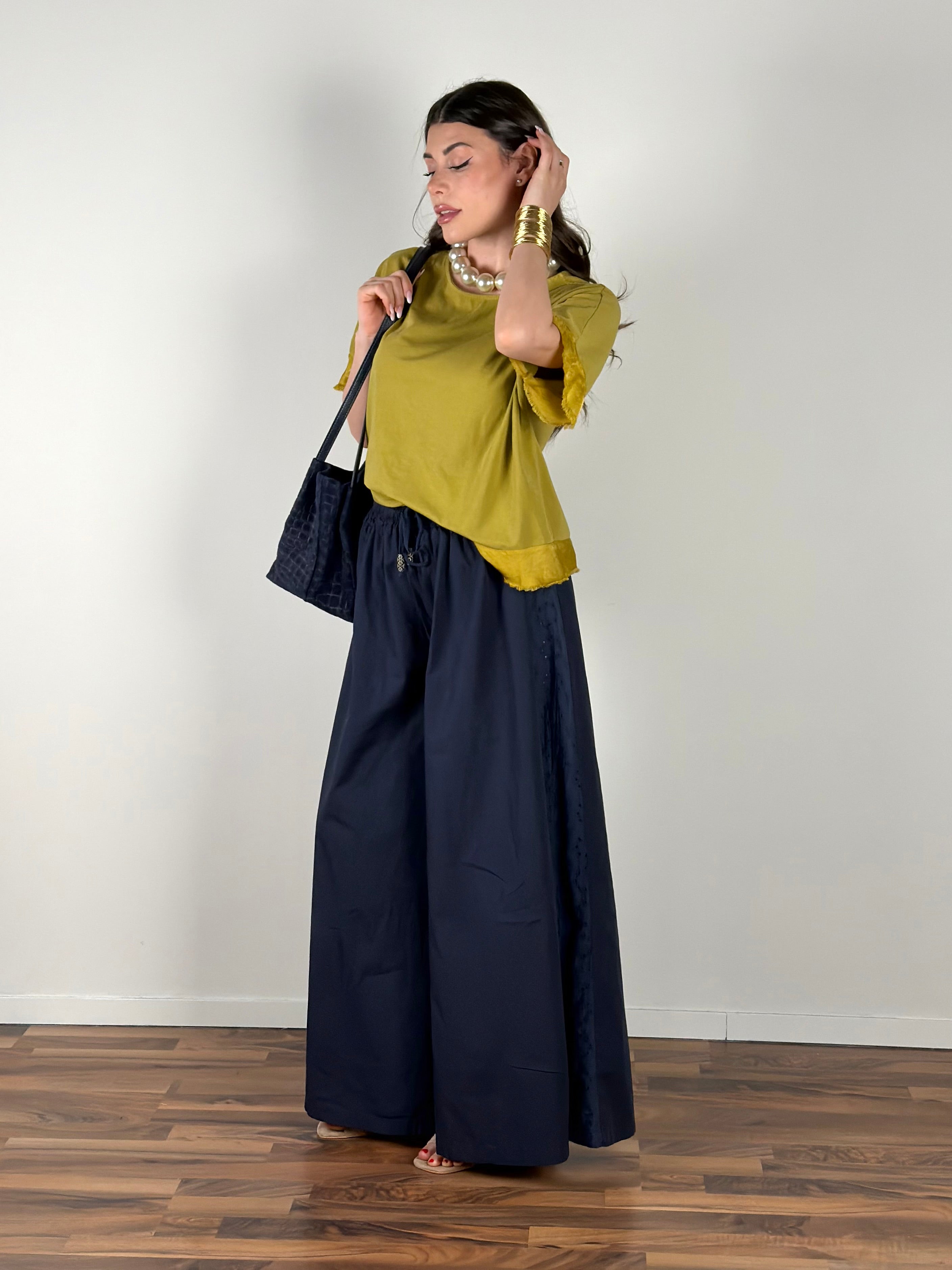Pantalone colors pizzo sangallo blu