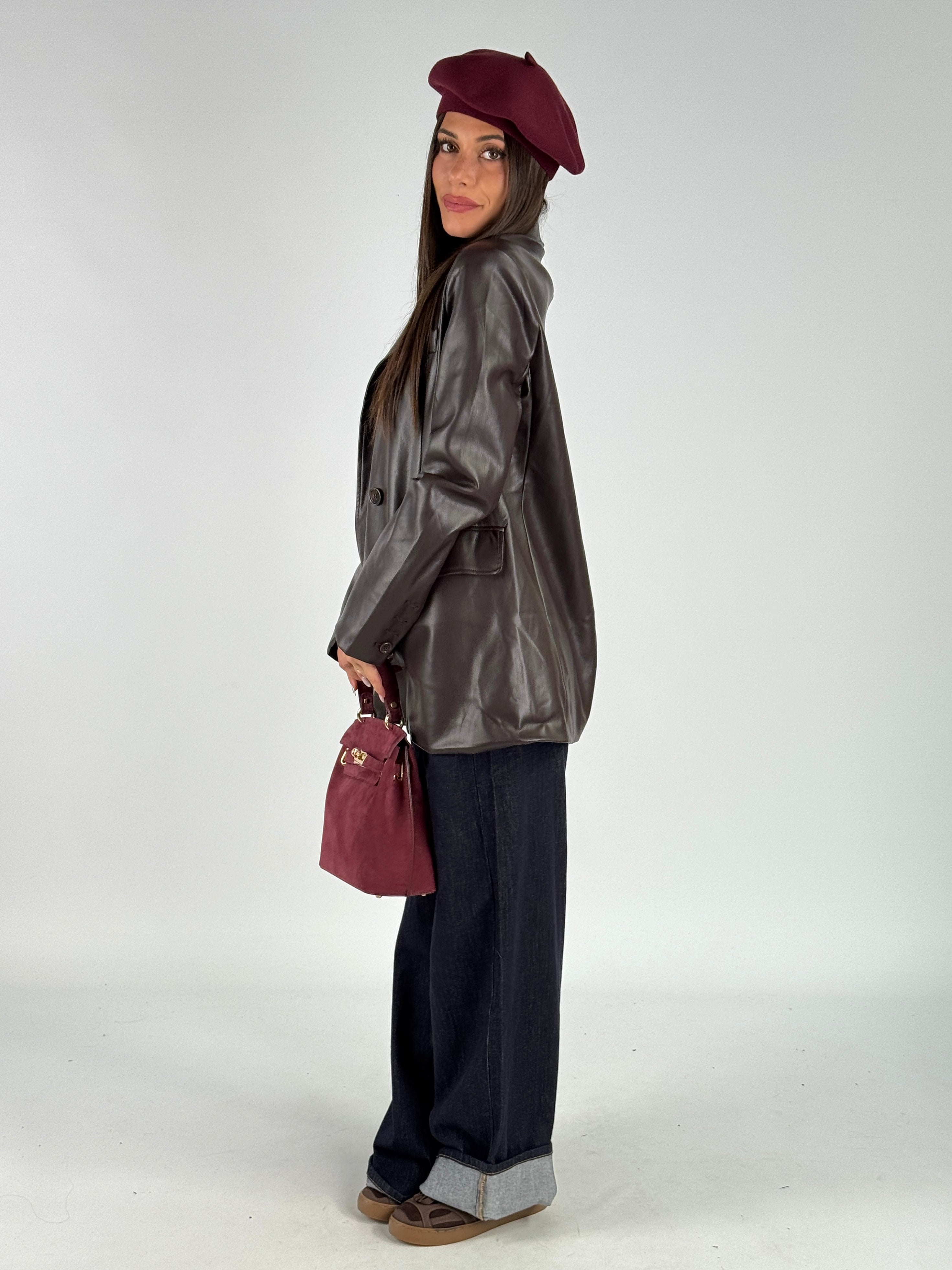 Giacca ecopelle Diana moro