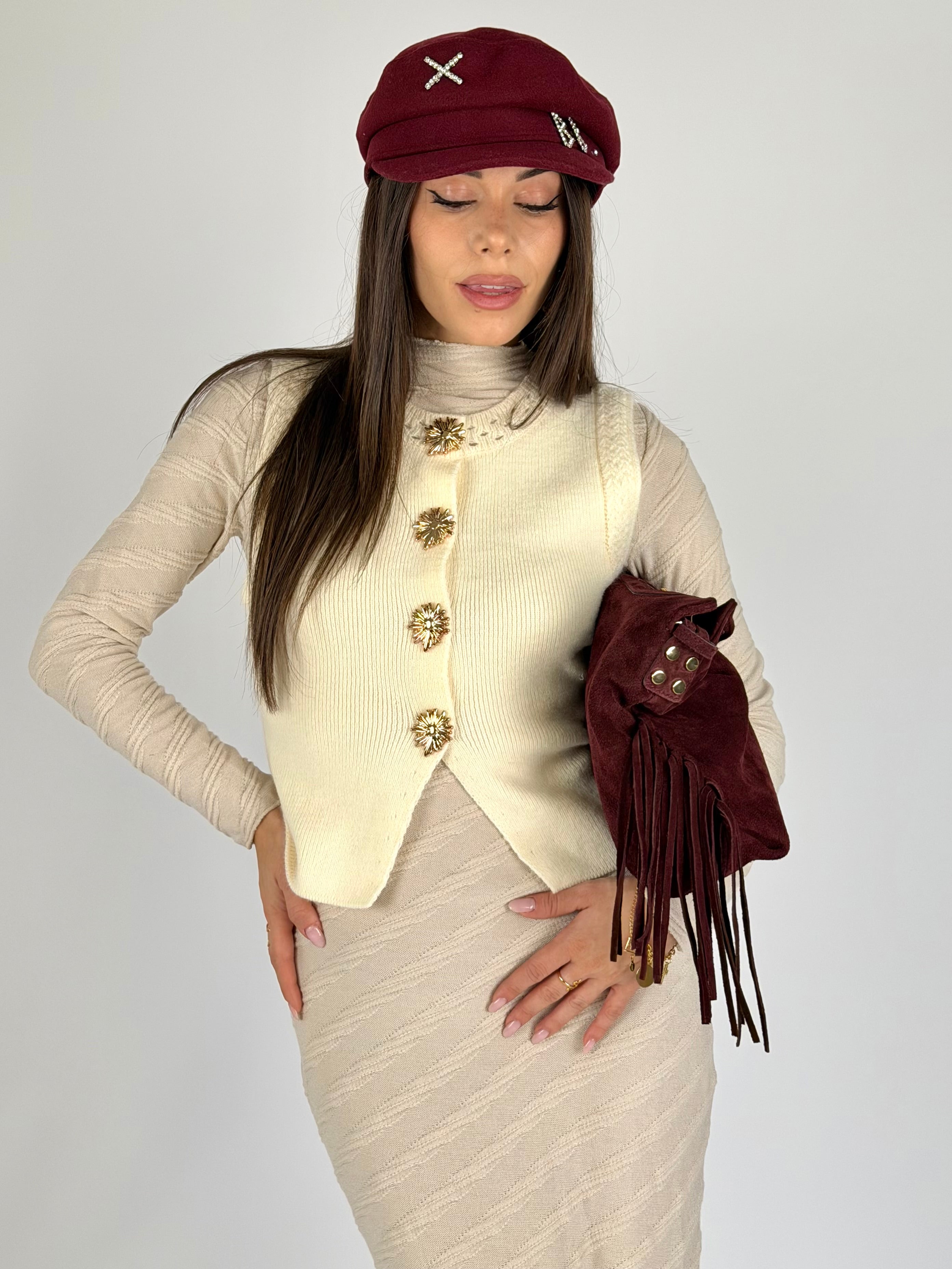 Gilet bottoni sweet beige