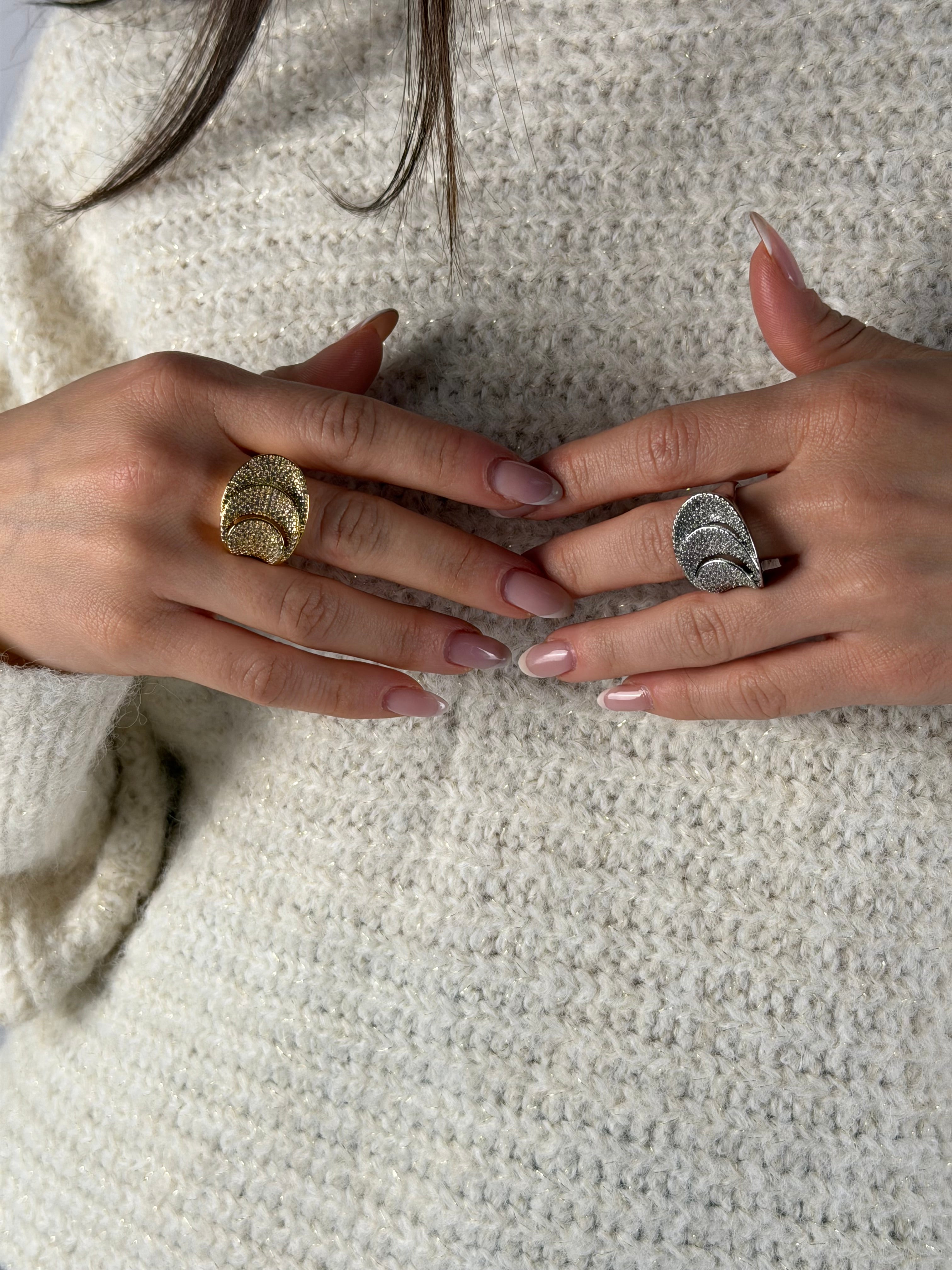 Anello conchiglia zirconato - 2 colori