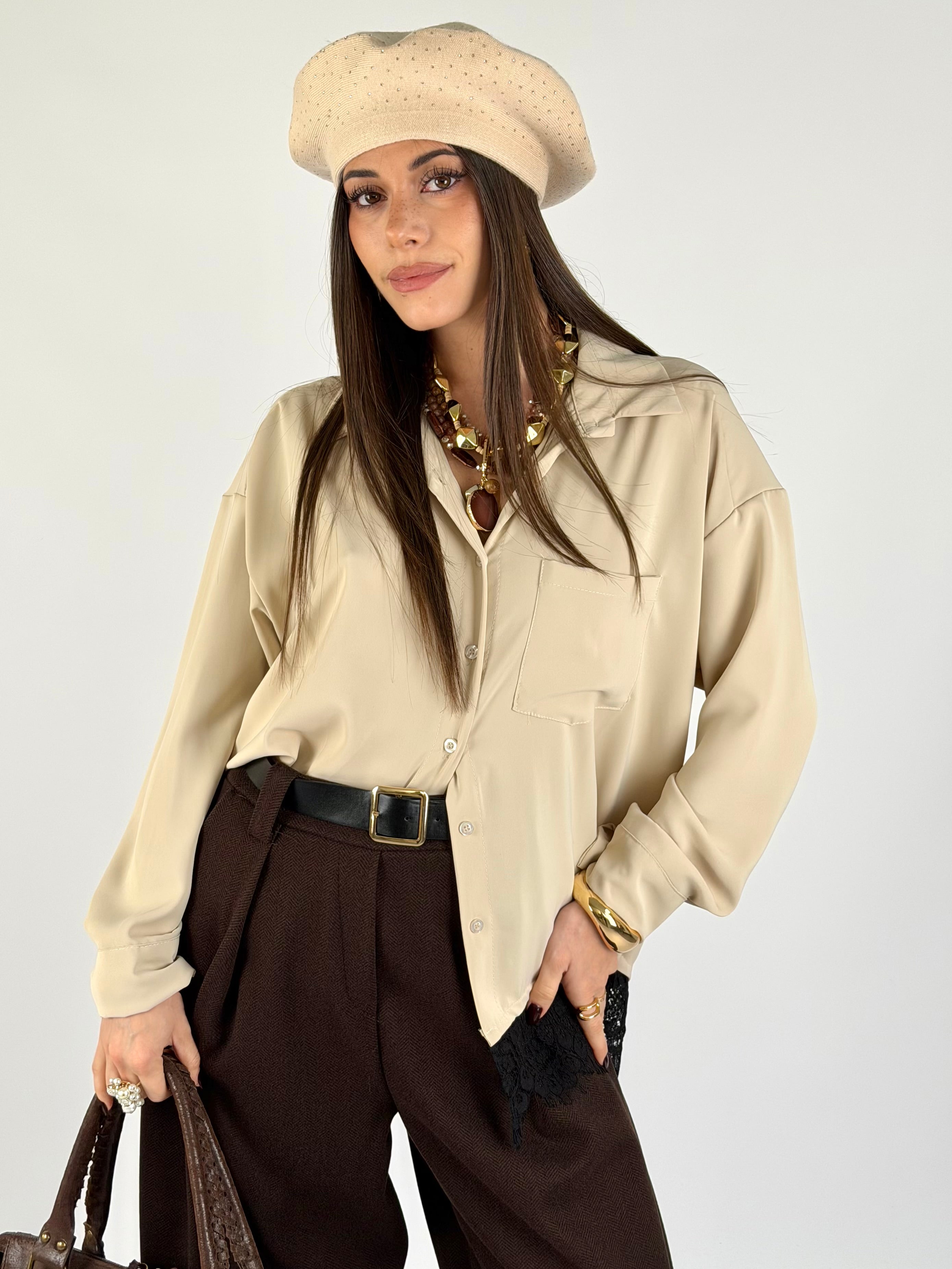 Camicia taschino beige