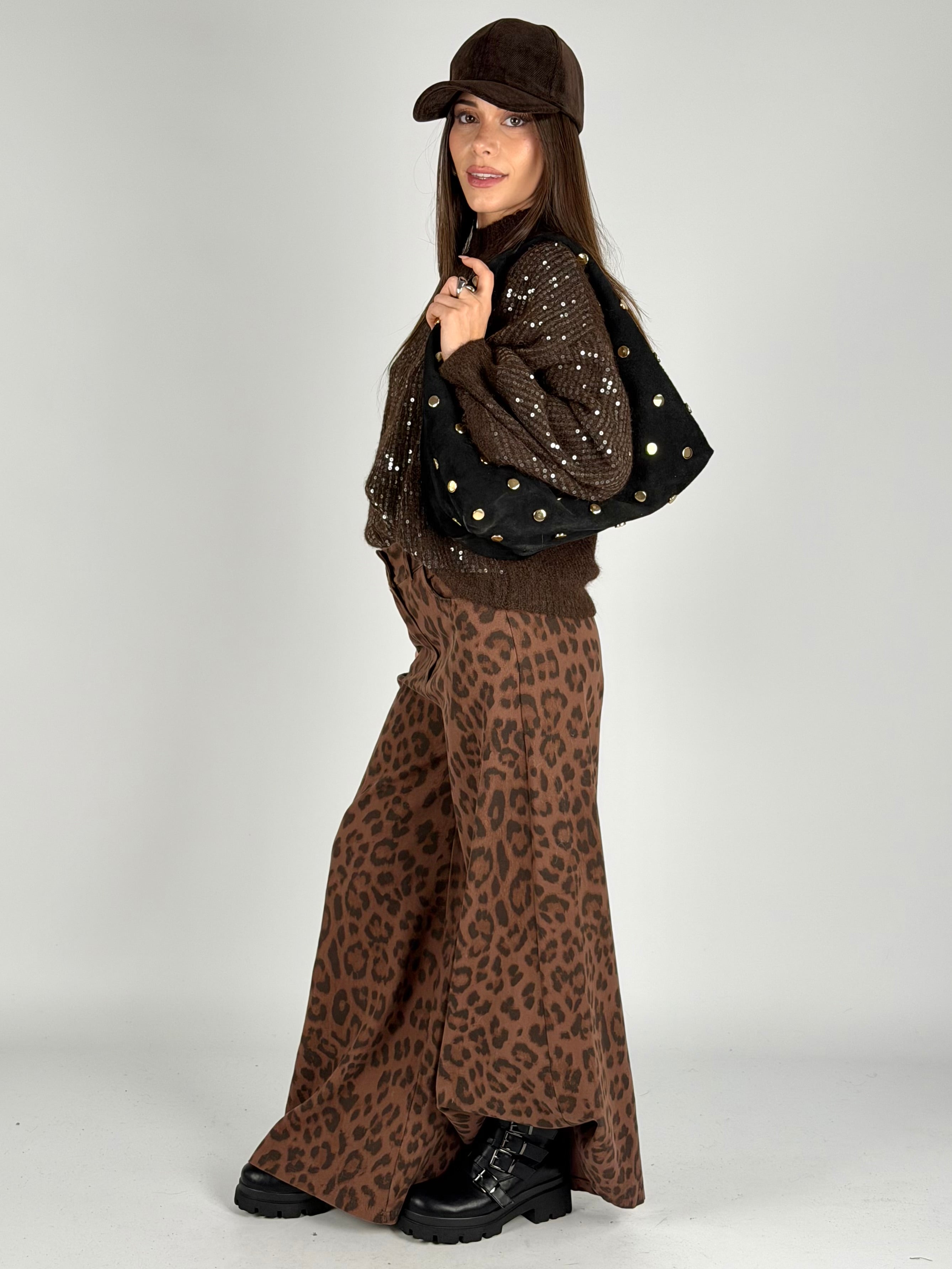 Pantalone animalier palazzo moro