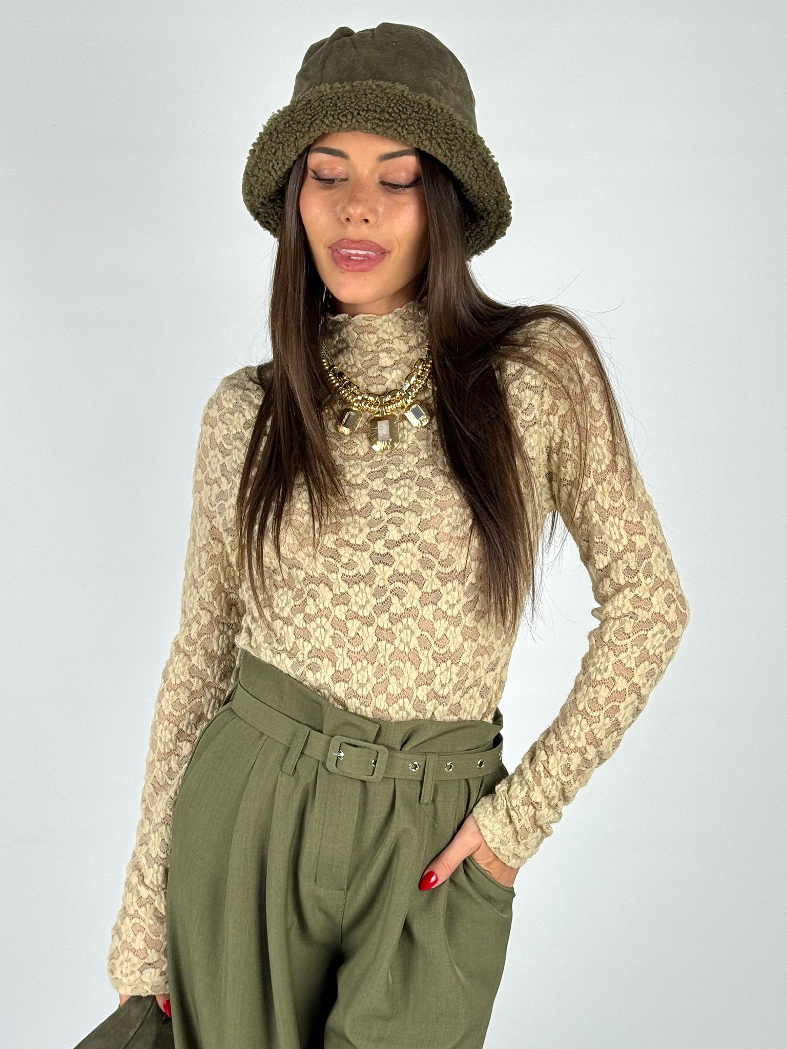 Maglia Lory pizzo beige