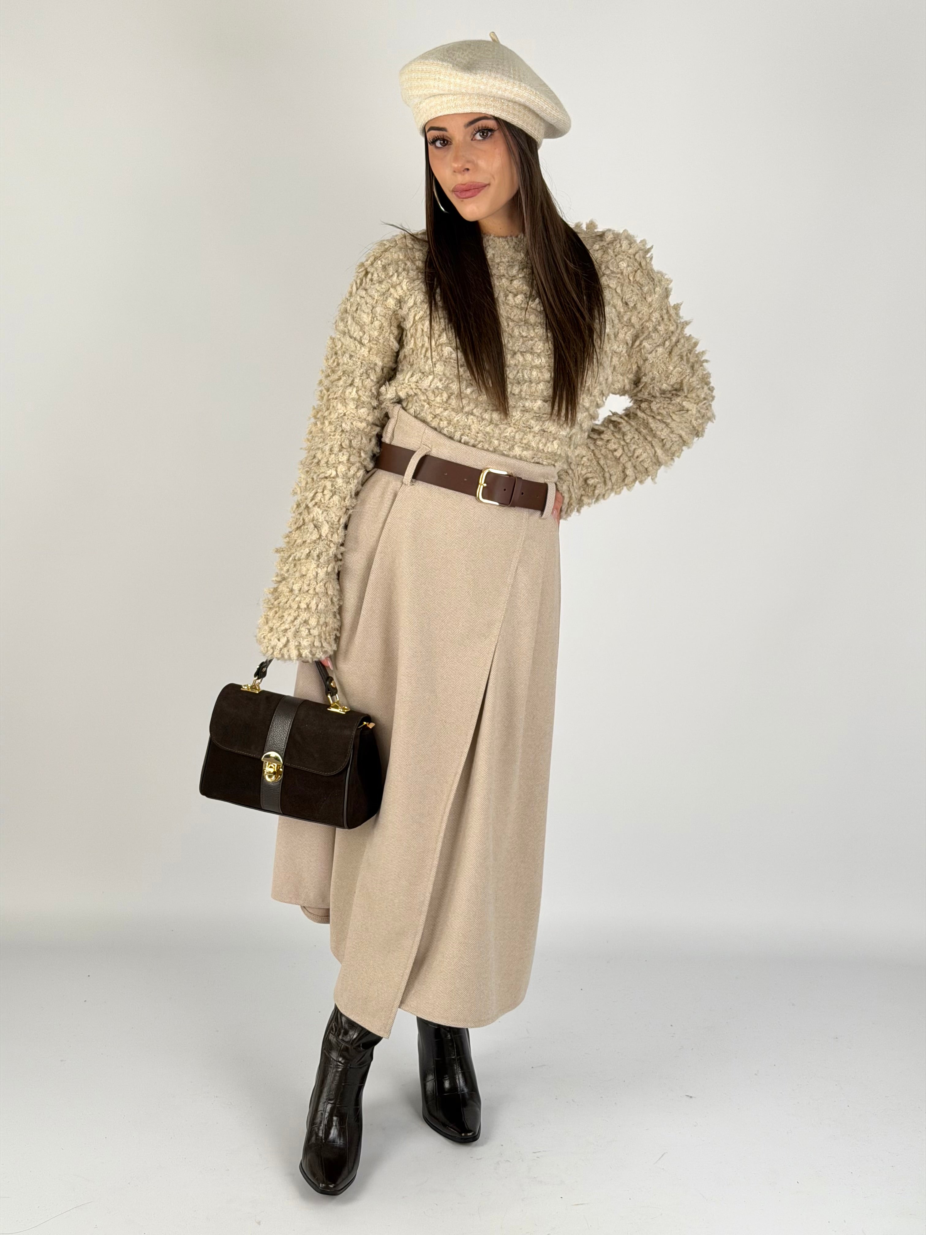 Gonna in panno beige