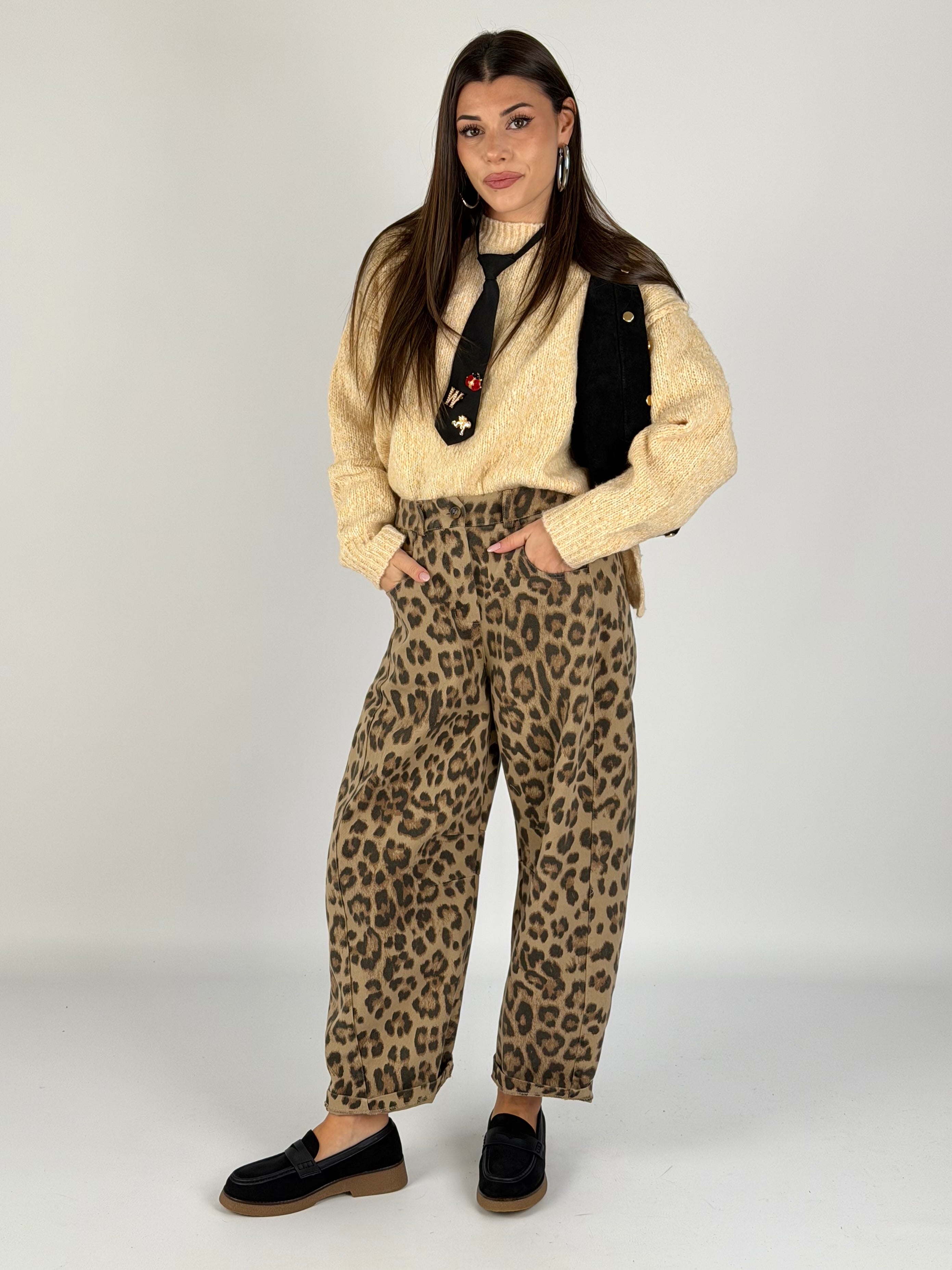 Pantalone Leopard tabacco