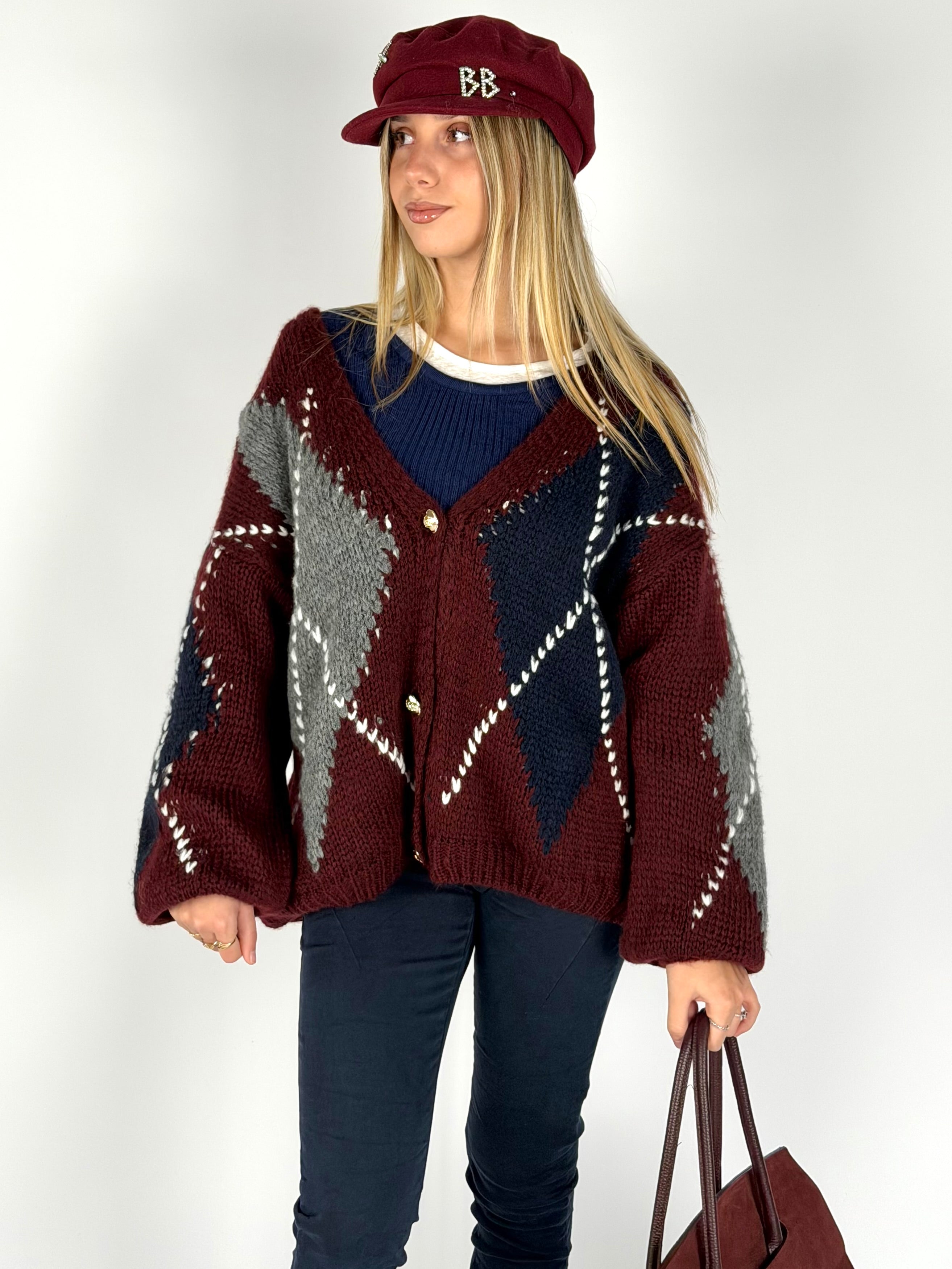 Cardigan Giove bordeaux