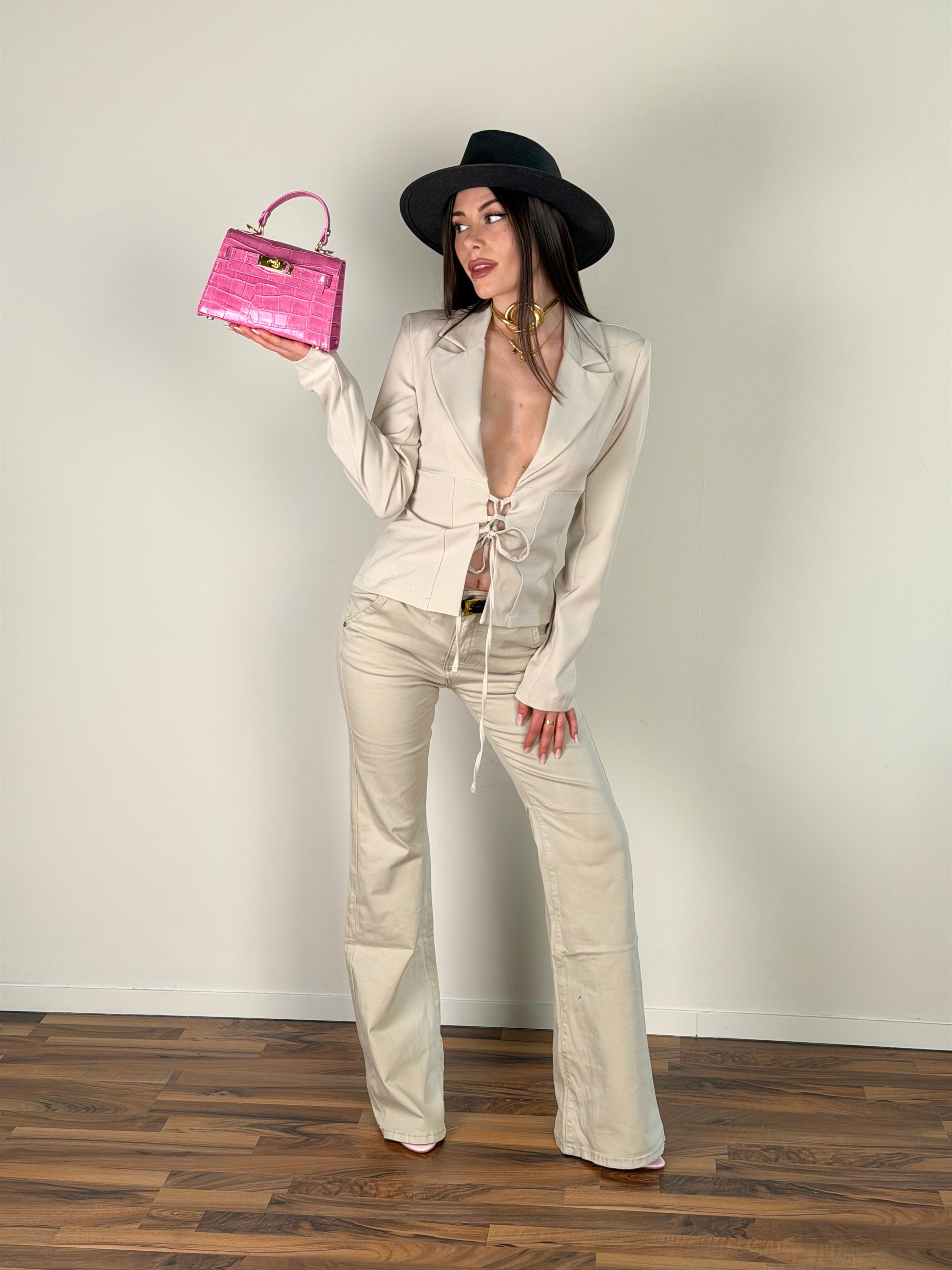 Jeans zampa Lunetta beige
