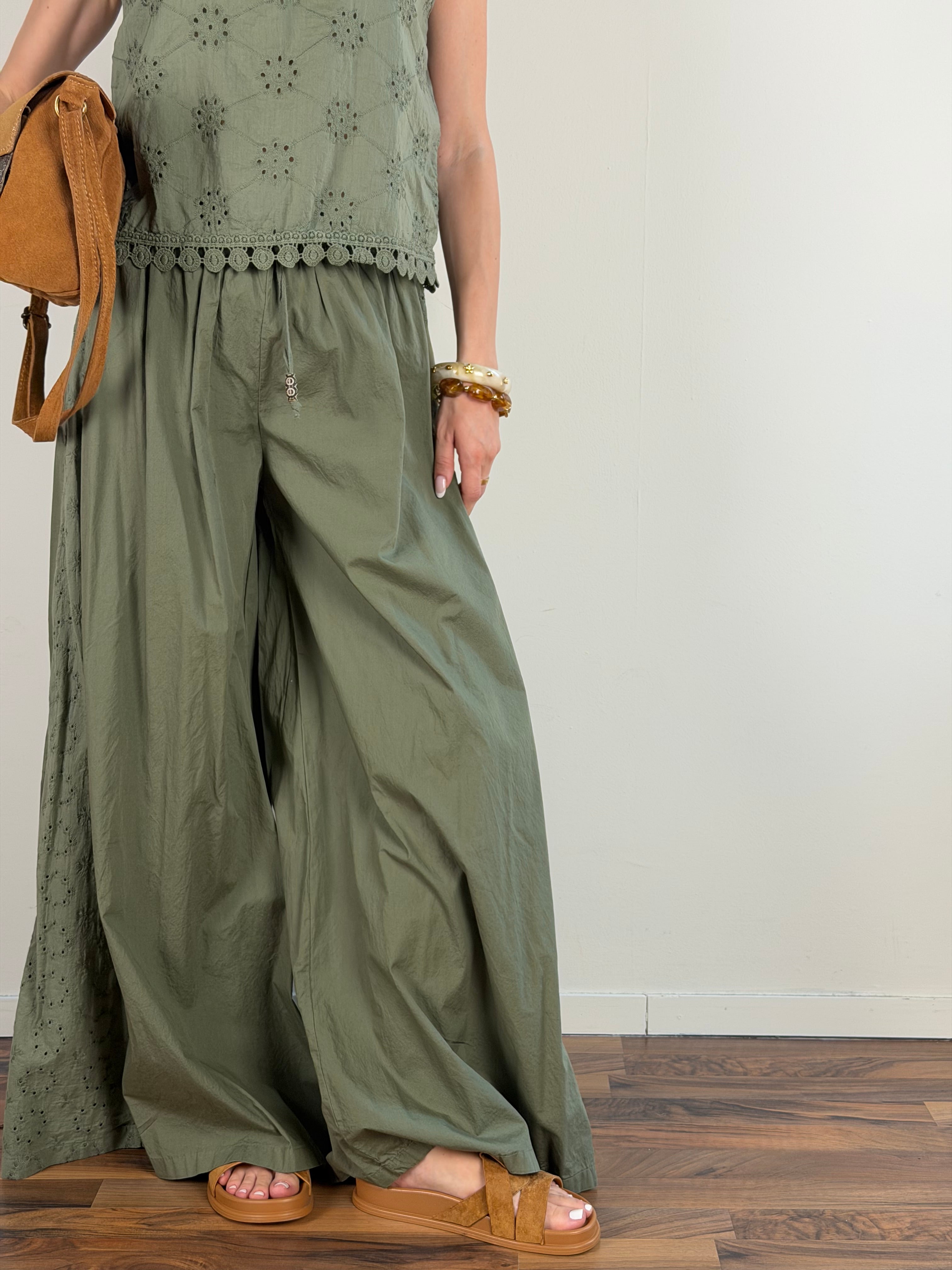 Pantalone colors pizzo sangallo verde