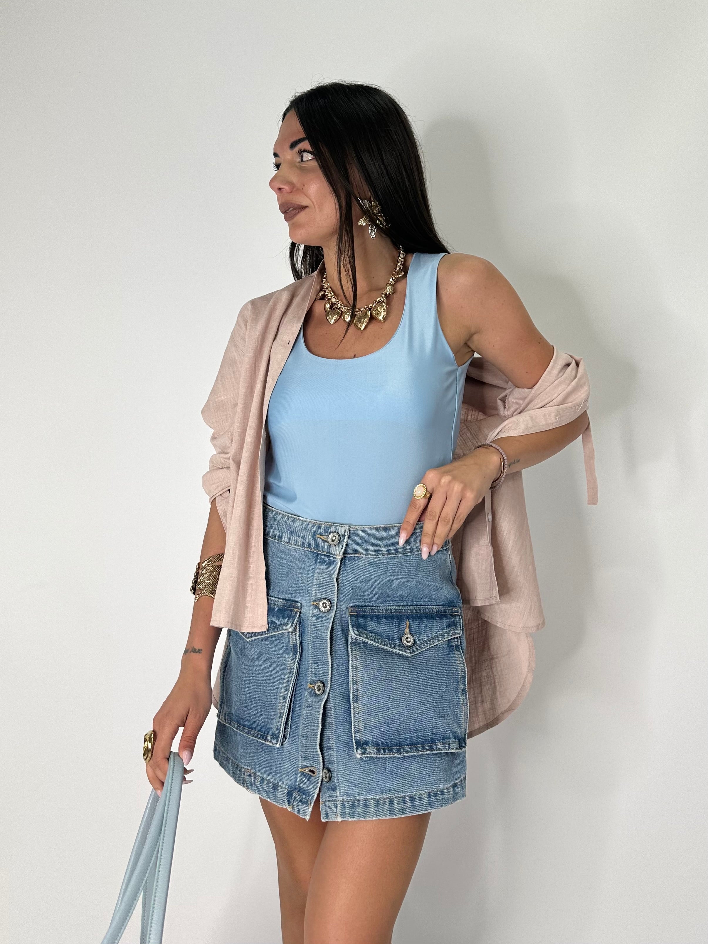 Panta Gonna blu jeans cargo