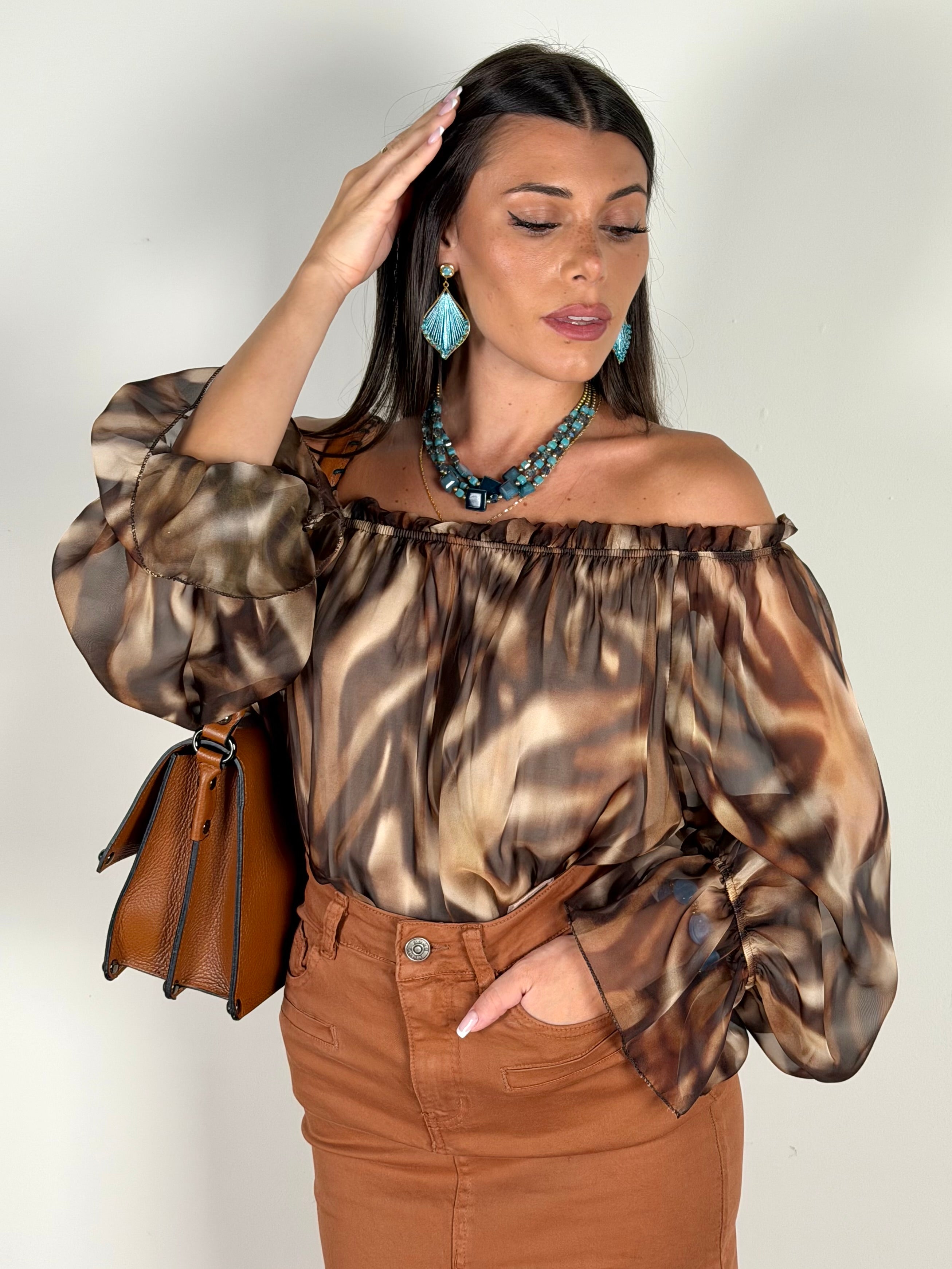 Camicia Milly coccio/nero