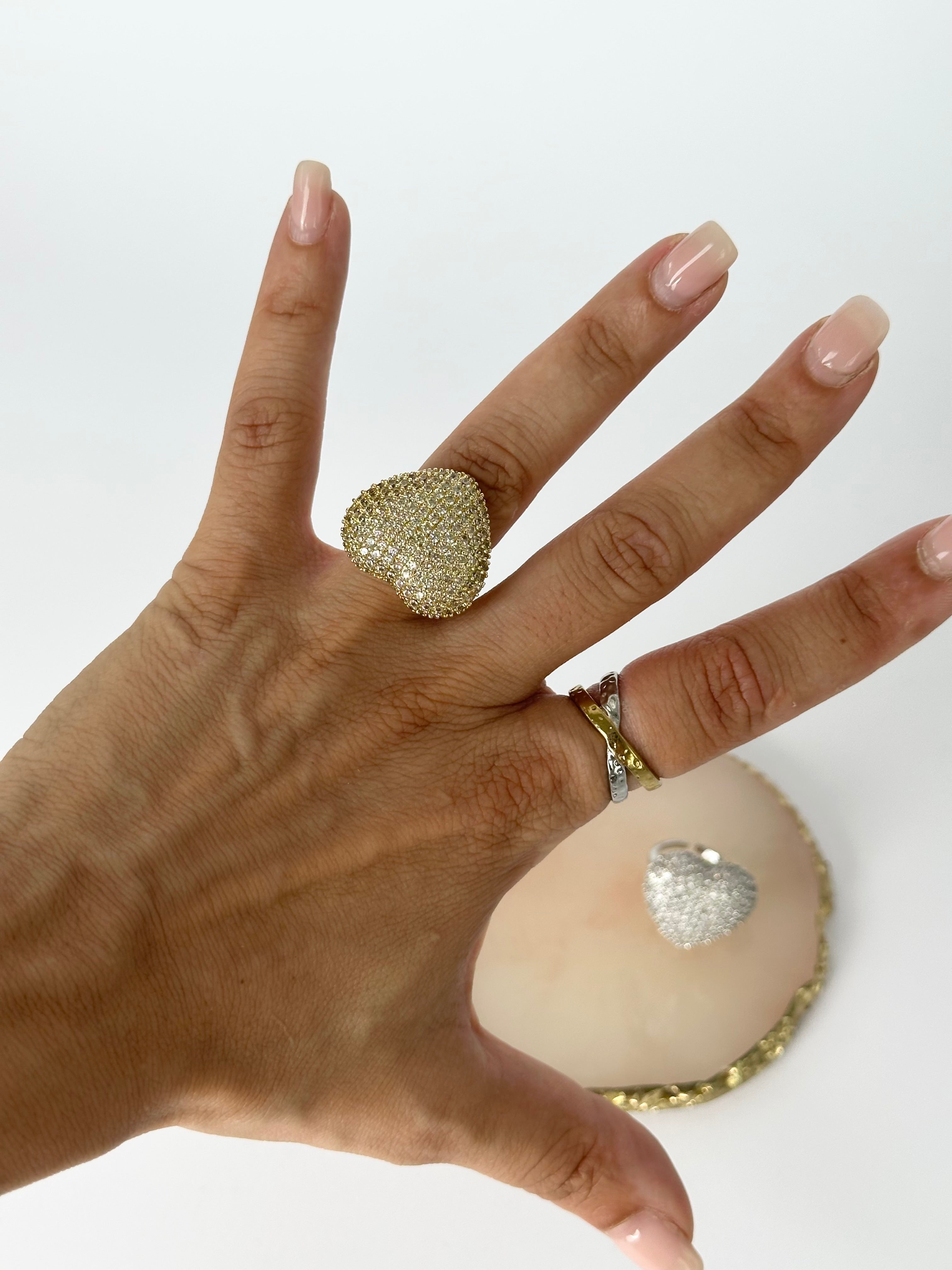 Anello maxi cuore luce