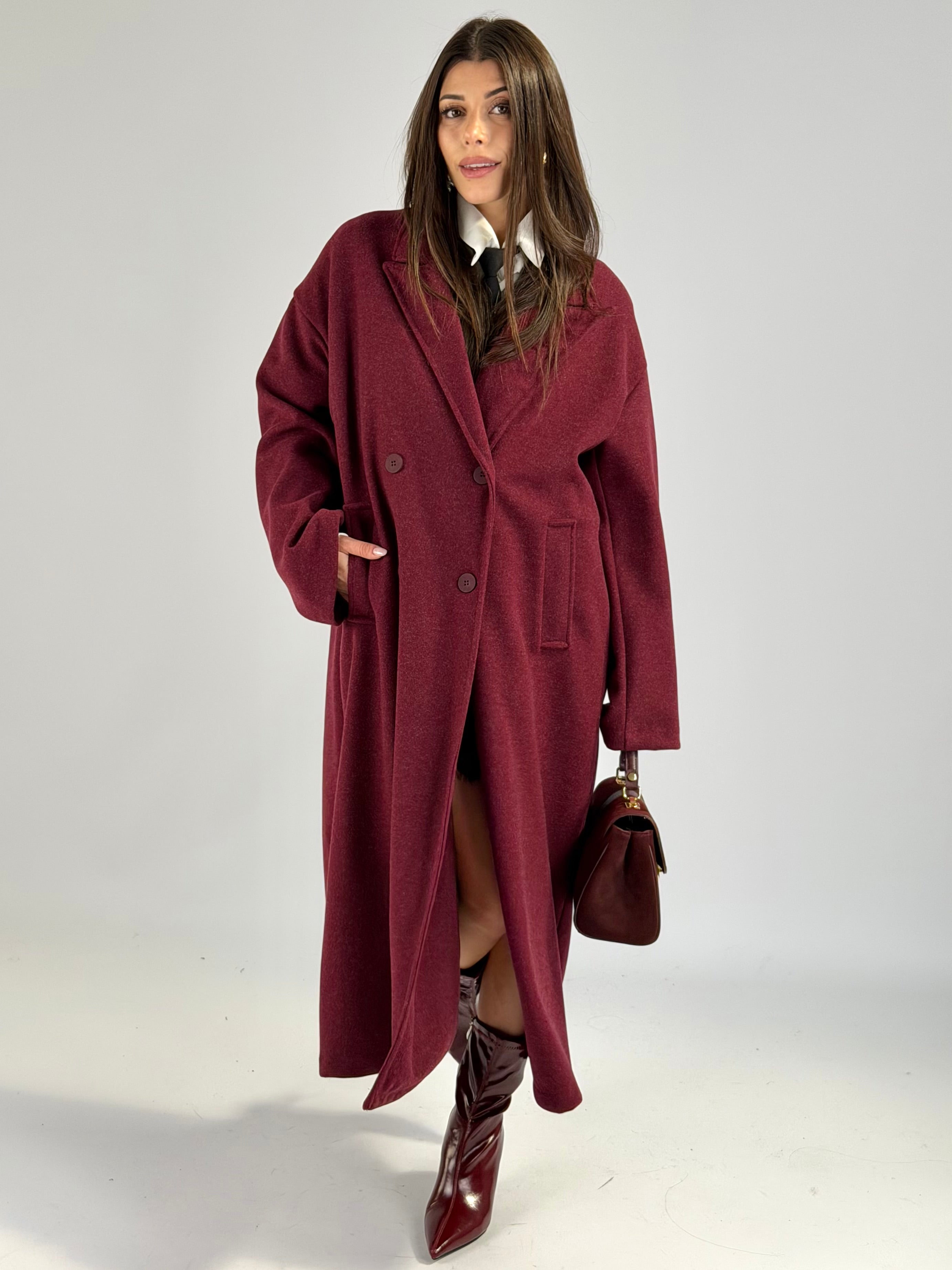 Maxi cappotto KIMBERLY bordeaux