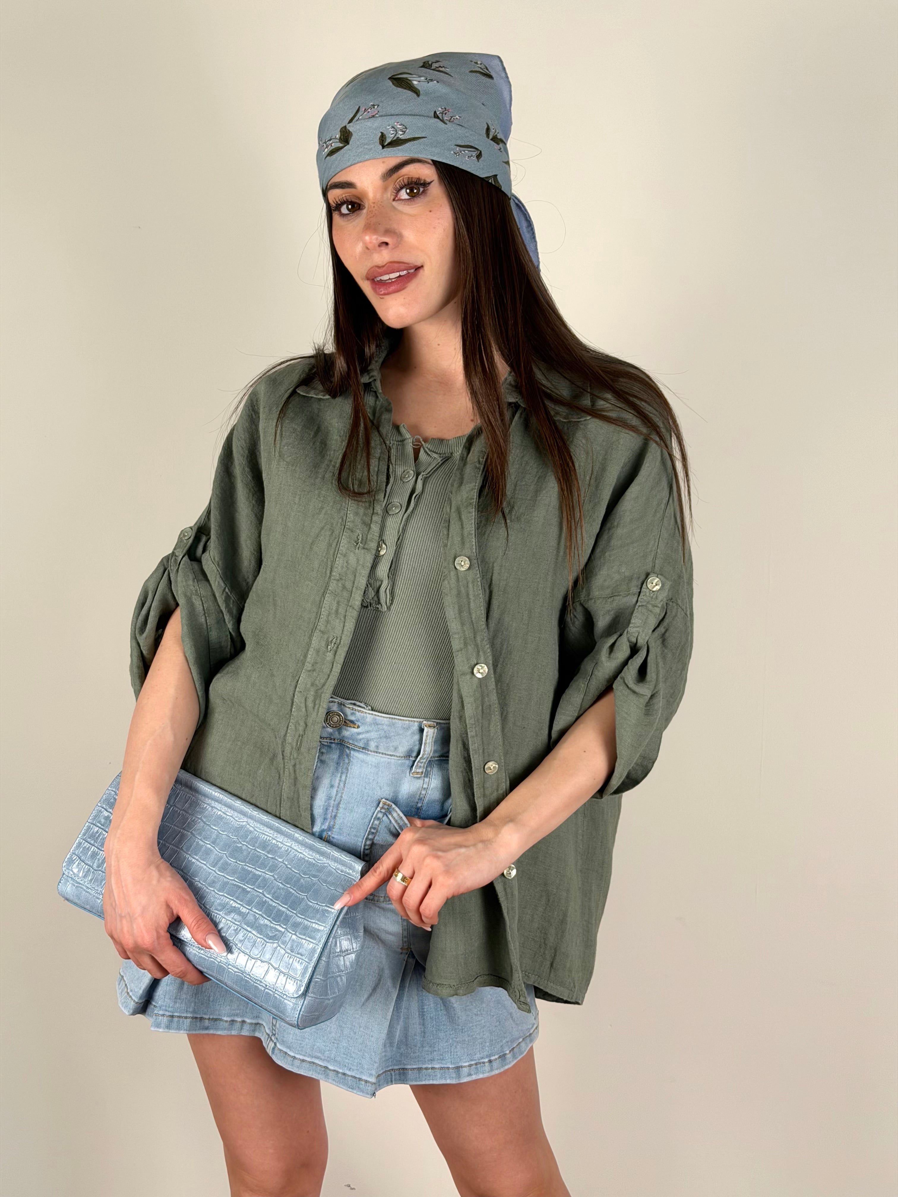 Camicia Sandy Puro Lino verde