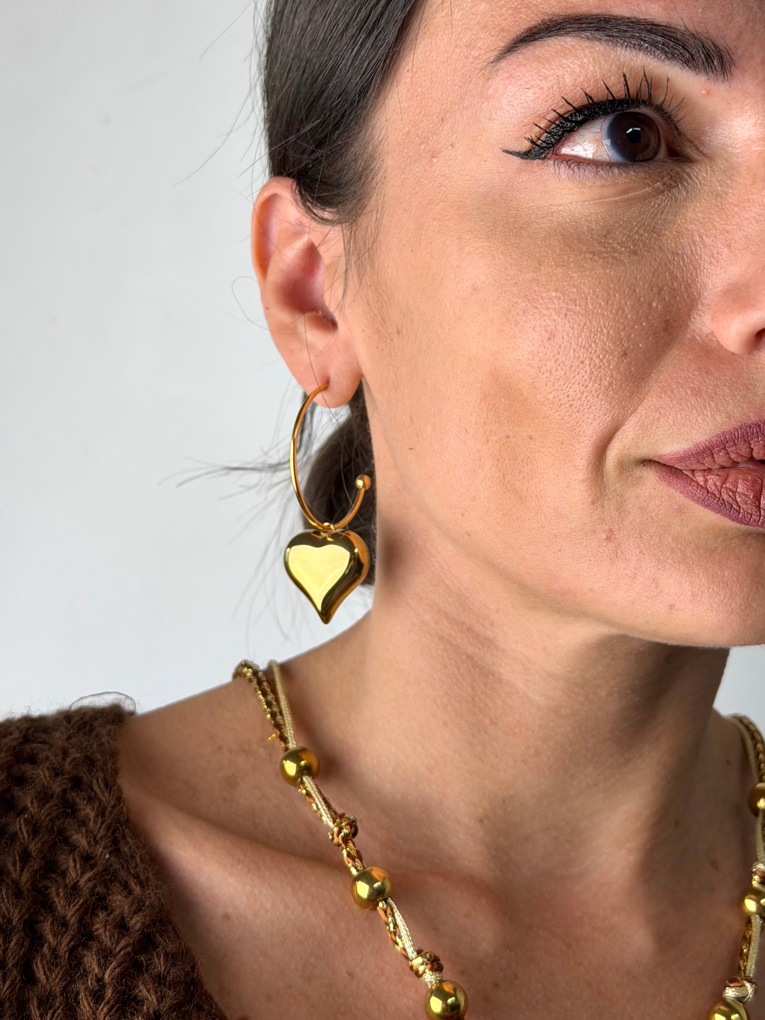 Orecchini cerchio e cuore bomb - 2 colori