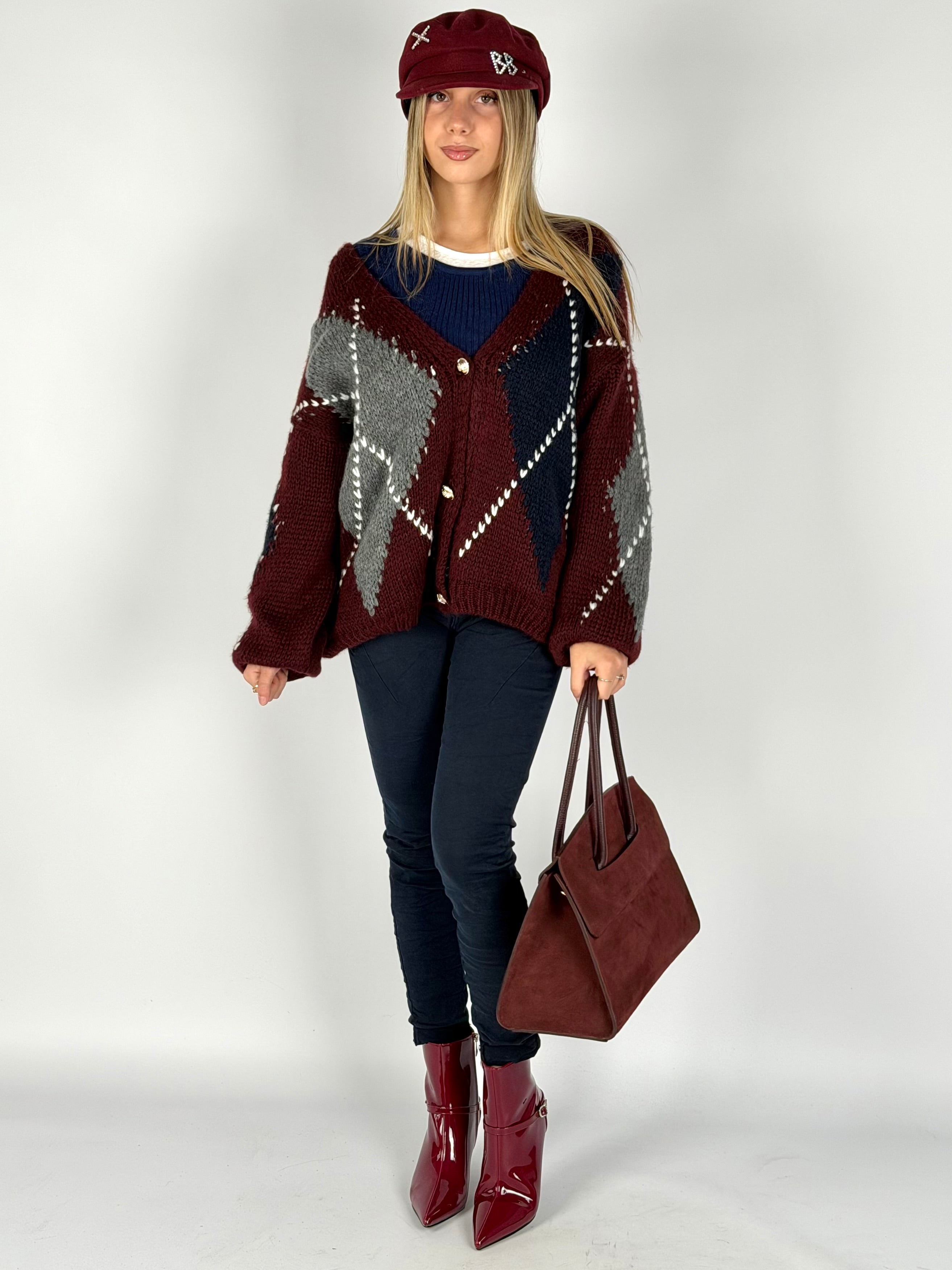 Cardigan Giove bordeaux
