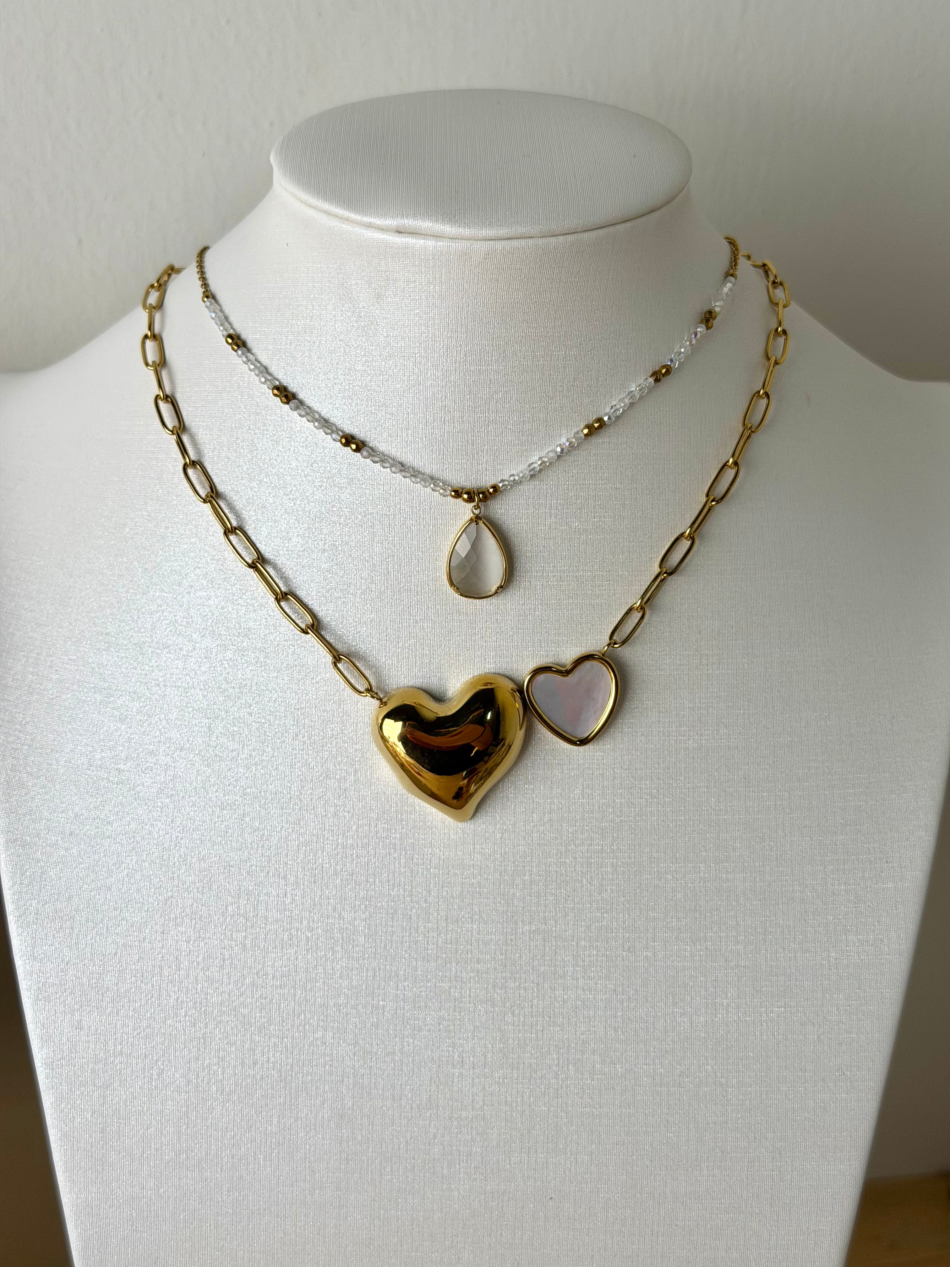 Collana doppio cuore - collezione MADREPERLA