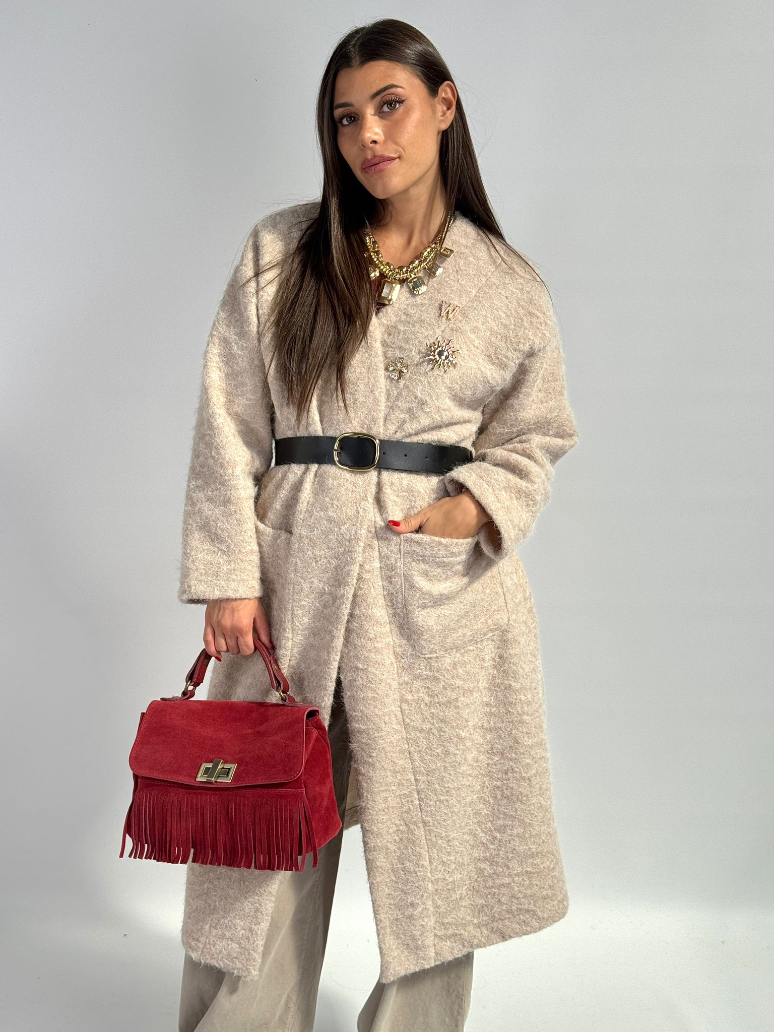 Cappotto spille beige