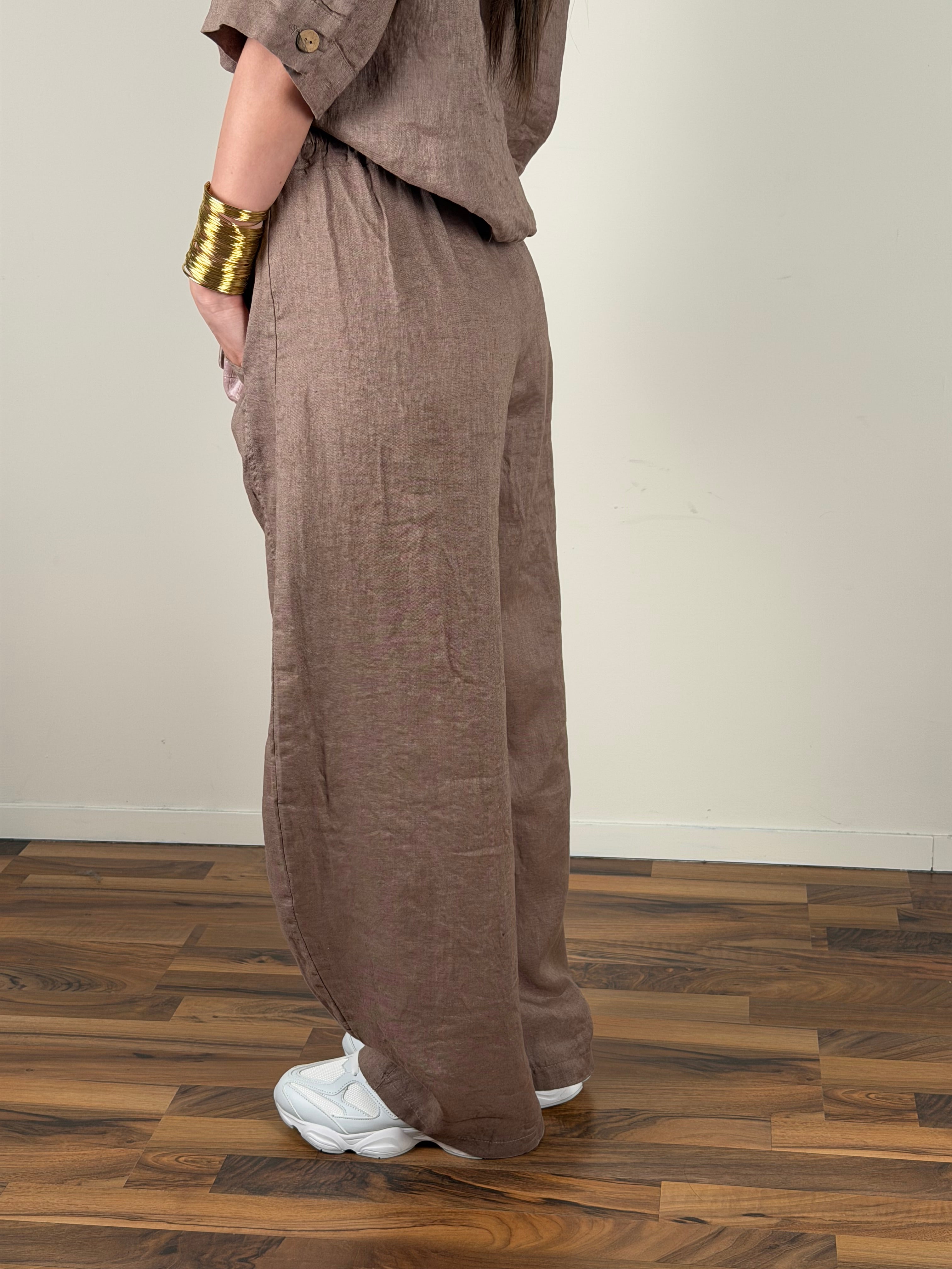 Pantalone 100% Lino caffè