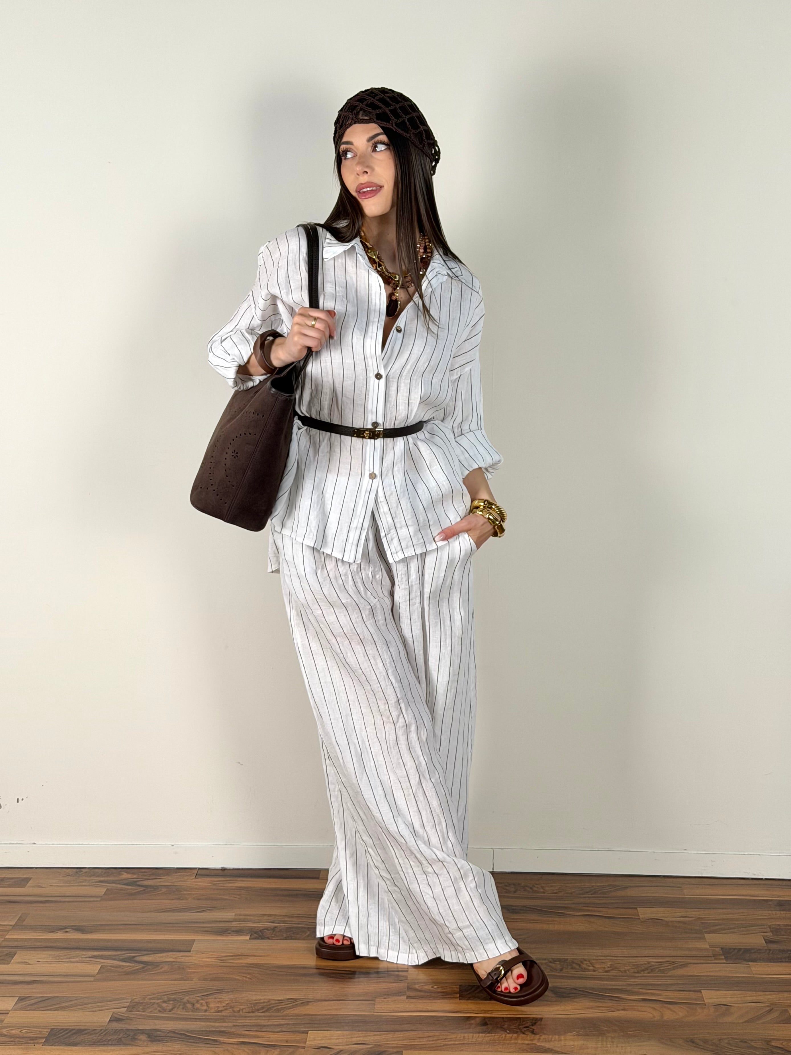 Pantalone puro lino Margot bianco